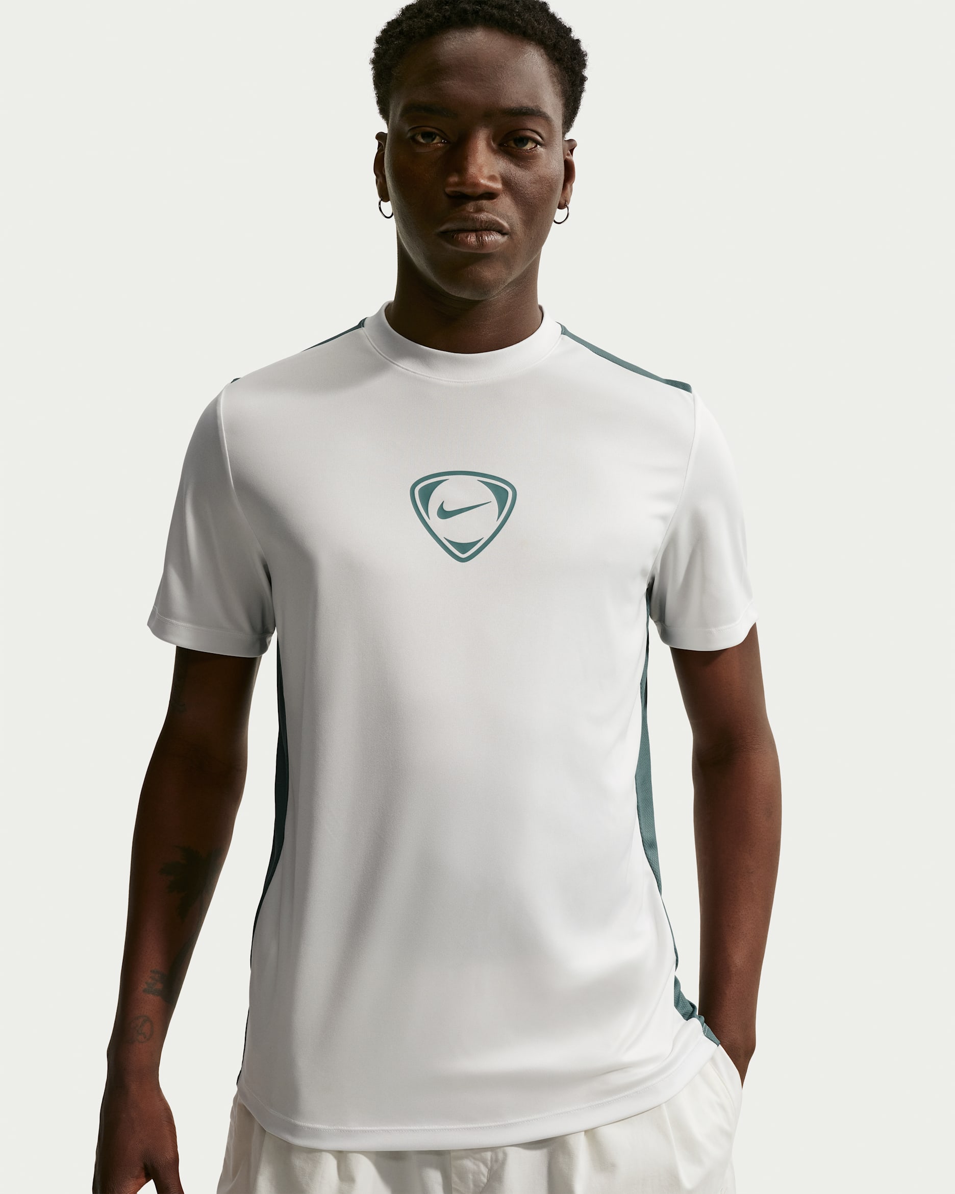 Haut de foot à manches courtes Dri-FIT Nike Academy+ pour homme - Summit White/Mineral Slate/Mineral Slate