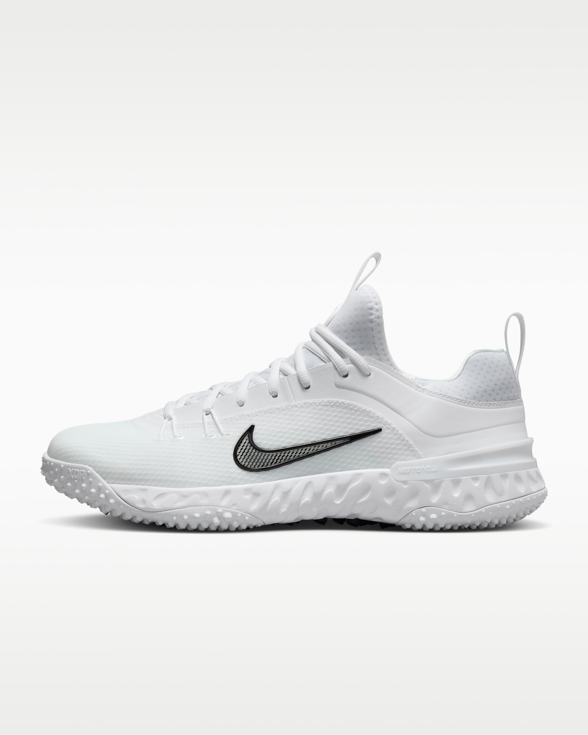 Nike Huarache 9 Elite TF LAX Lacrosse Shoes - White/White/Black