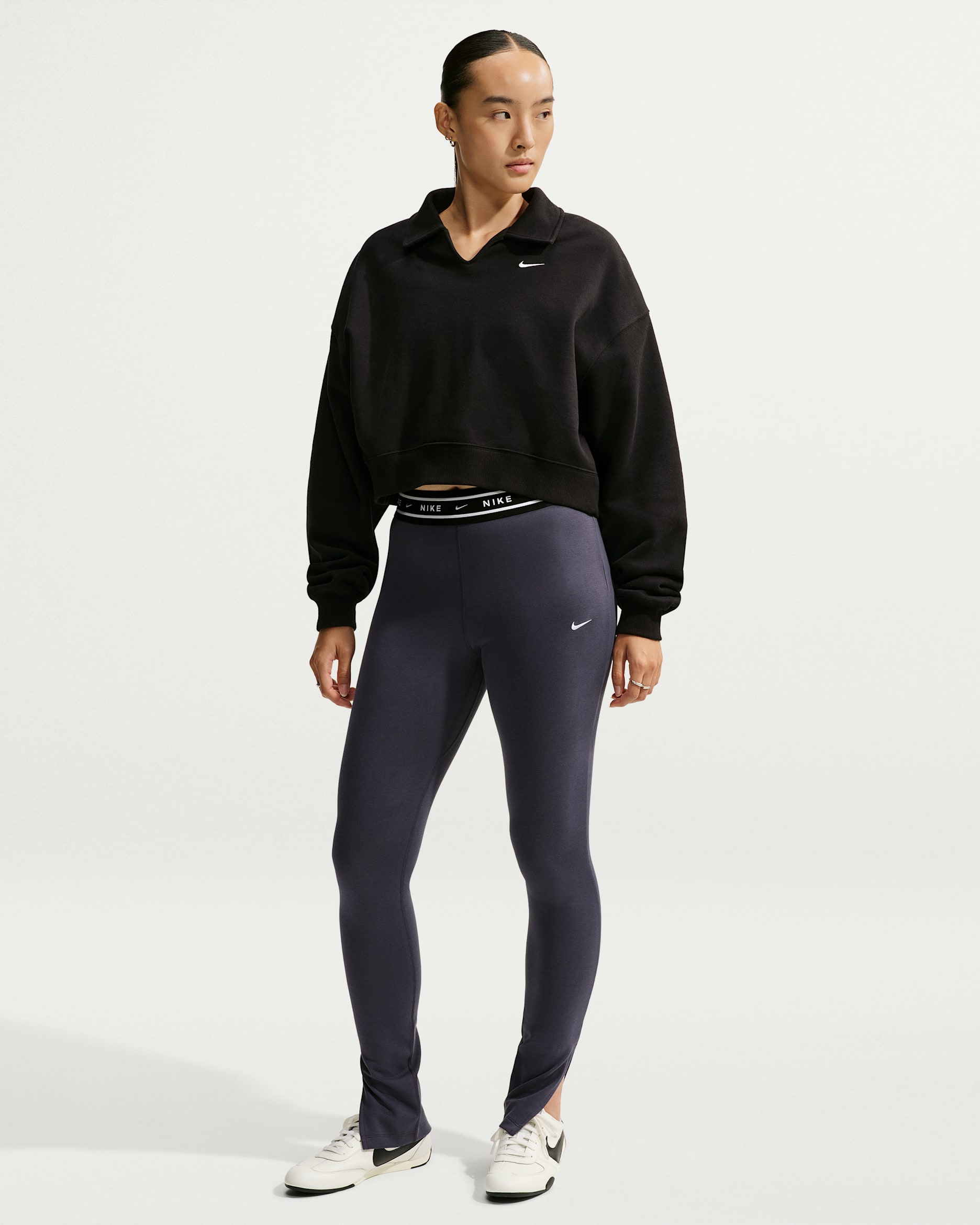 Nike Sportswear Chill Knit Women's High-Waisted Open-Hem Leggings - Gridiron/White