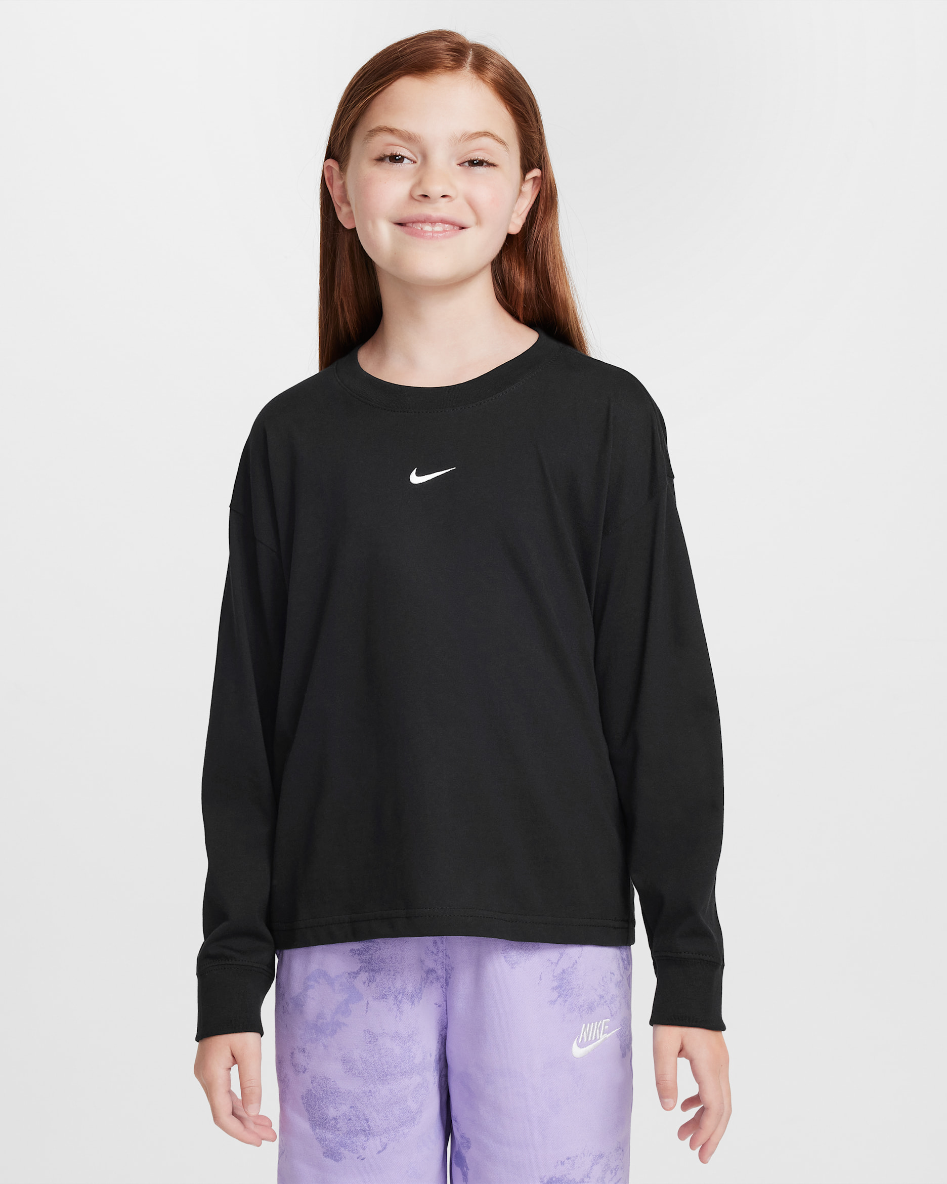 Nike Sportswear Essential Big Kids' (Girls') Long-Sleeve T-Shirt - Black
