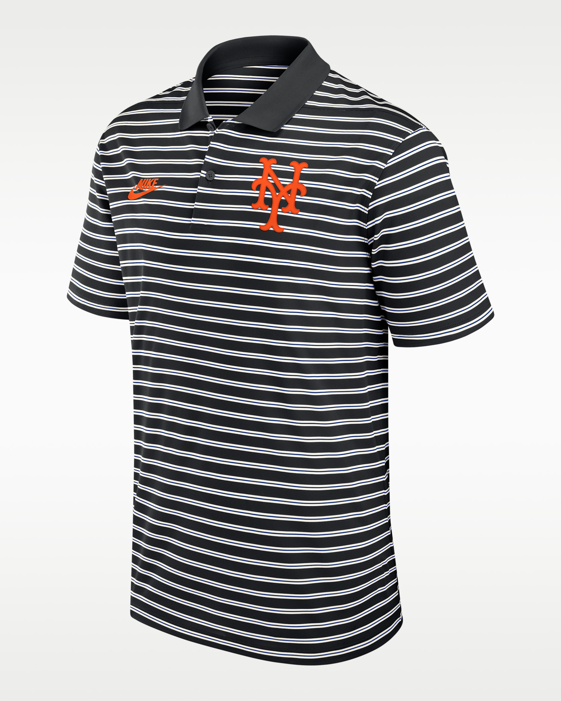 New York Mets Cooperstown Striped Victory Men's Nike Dri-FIT MLB Polo - Black/Cream