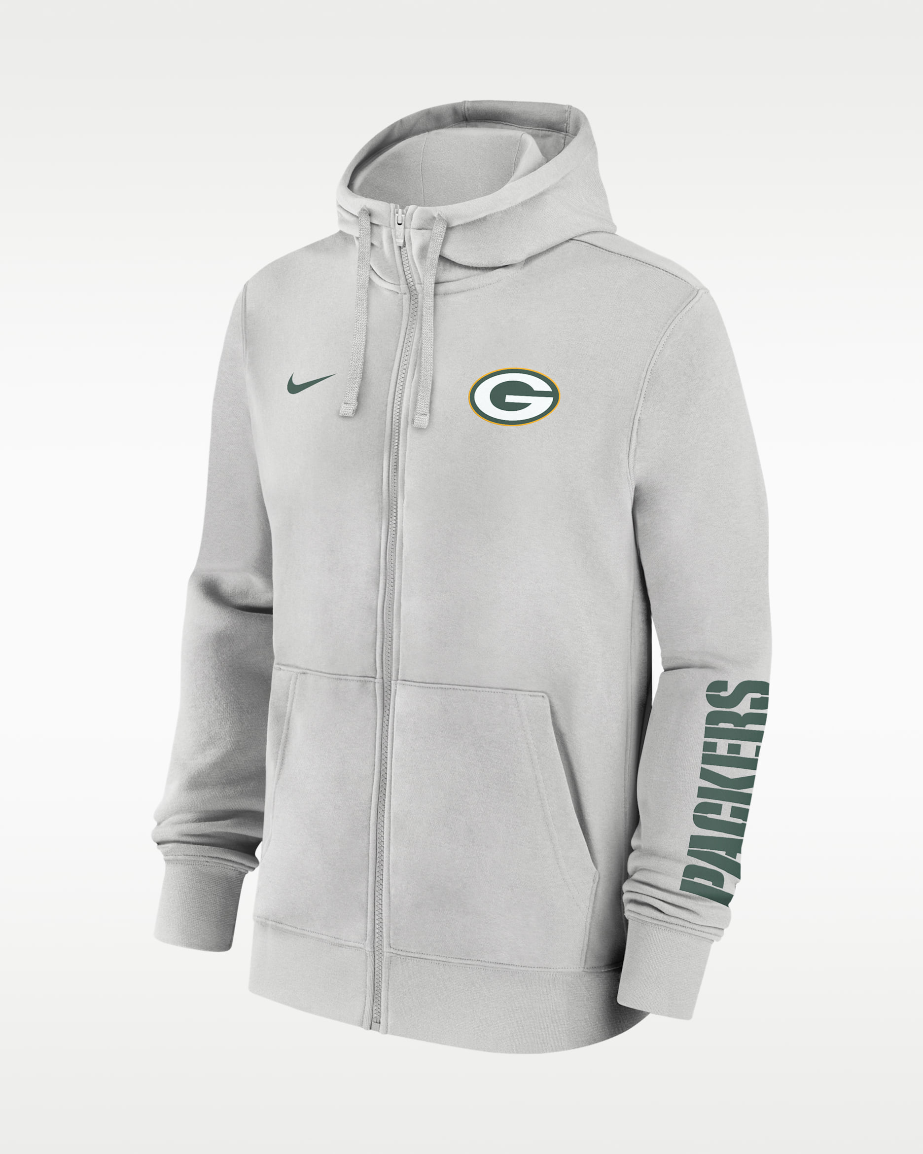 Sudadera con gorro Nike de la NFL de cierre completo para hombre Green Bay Packers Club - Gris