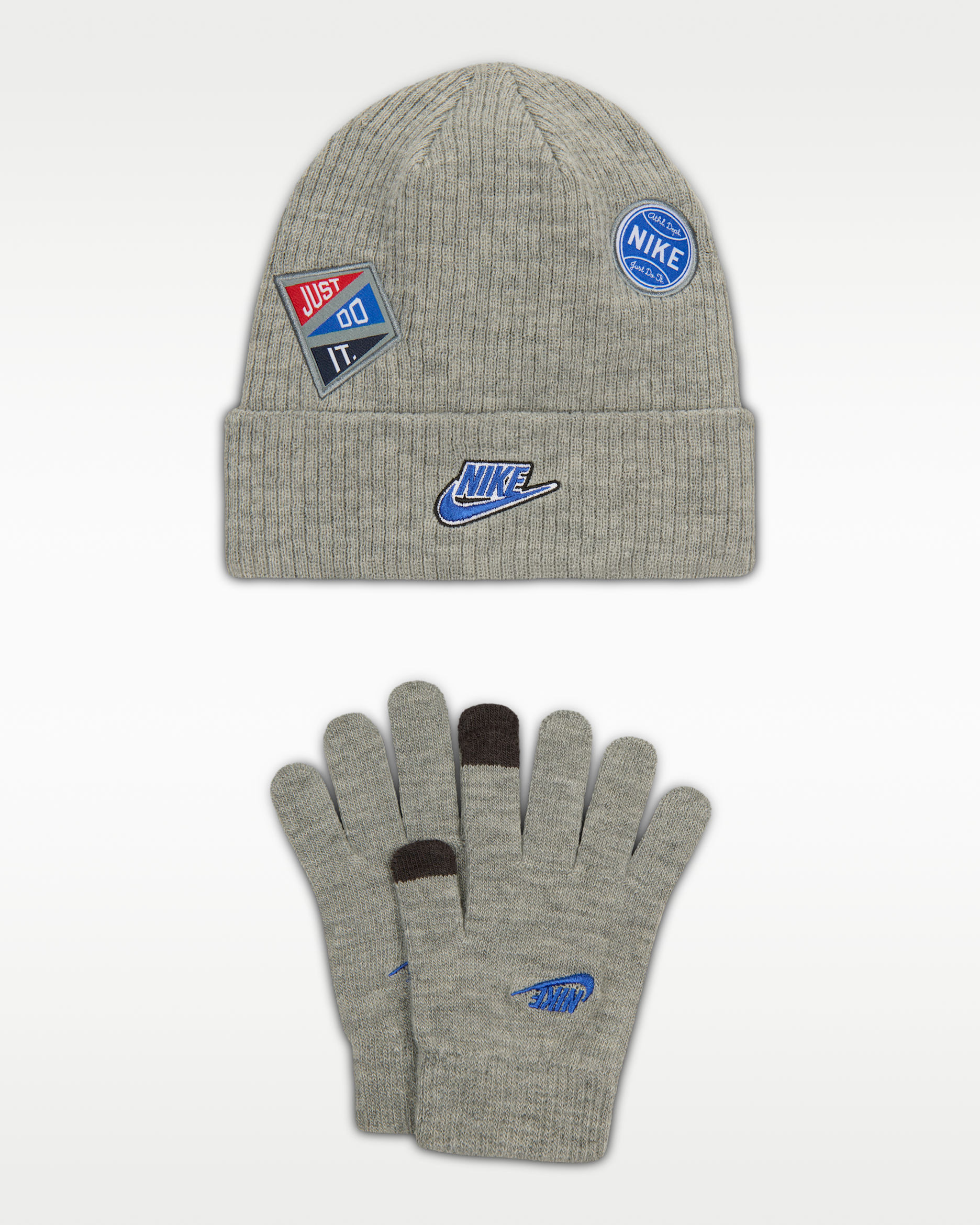 Nike Big Kids' 2-Piece Multisport Peak Beanie Set - Dark Grey Heather