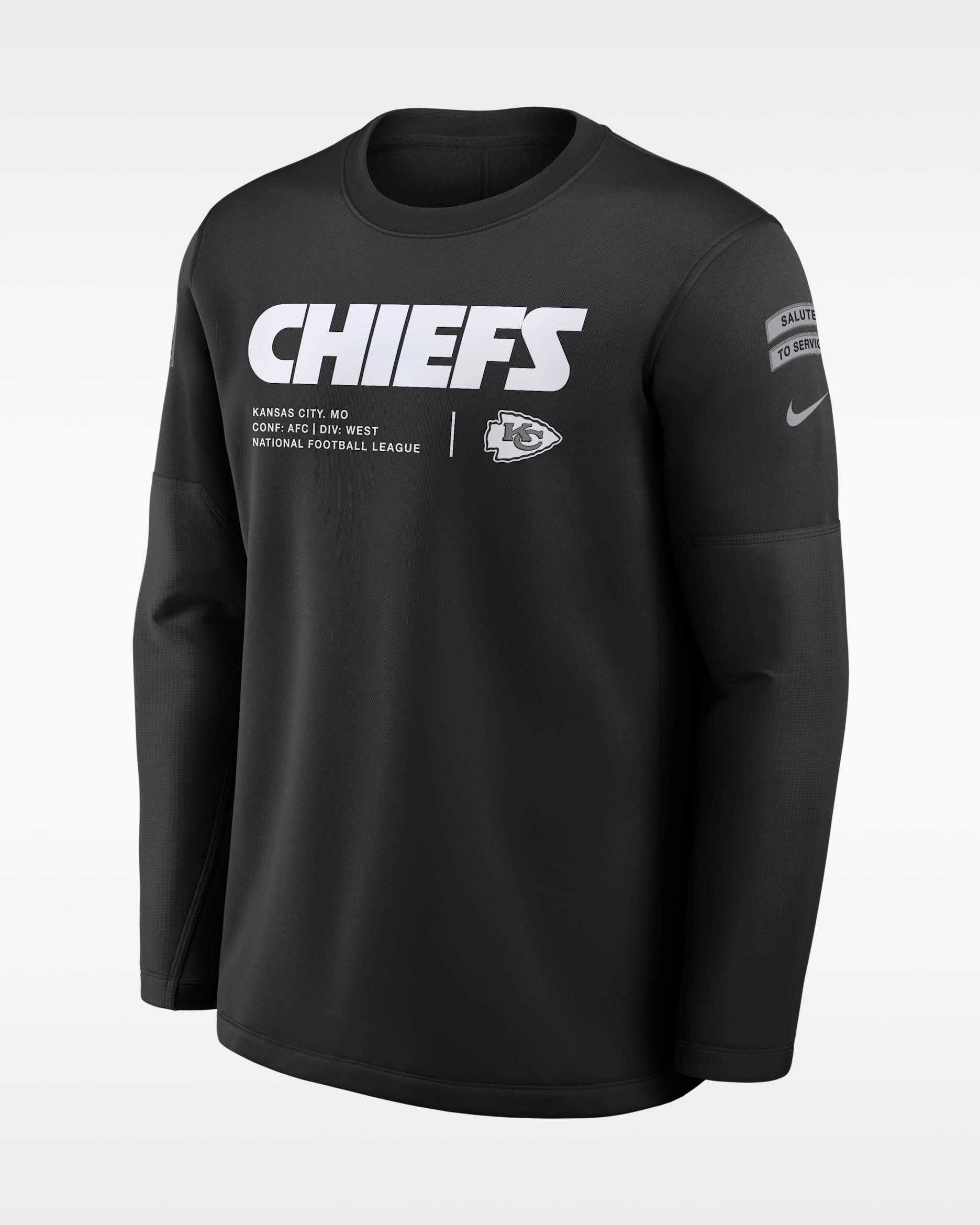 Kansas City Chiefs Salute to Service Sideline Coaches Men's Nike NFL Pullover Crew - Black