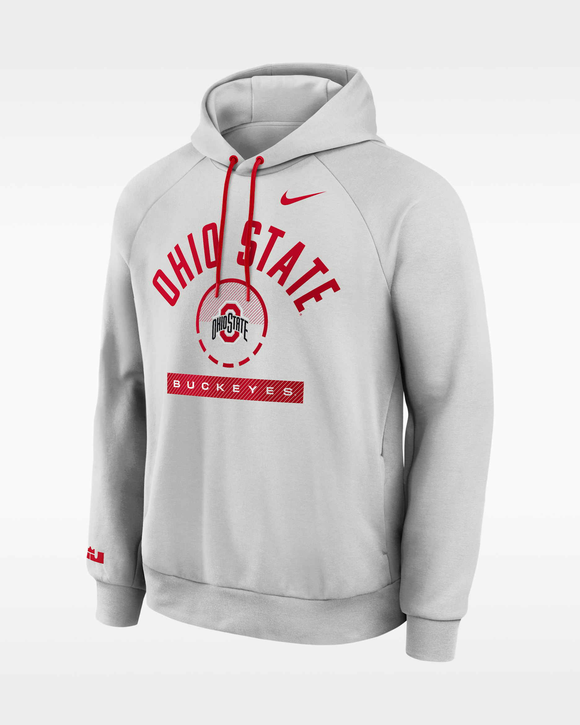 Ohio State Courtside Men's Nike Dri-FIT College Pullover Hoodie - Grey/Scarlet