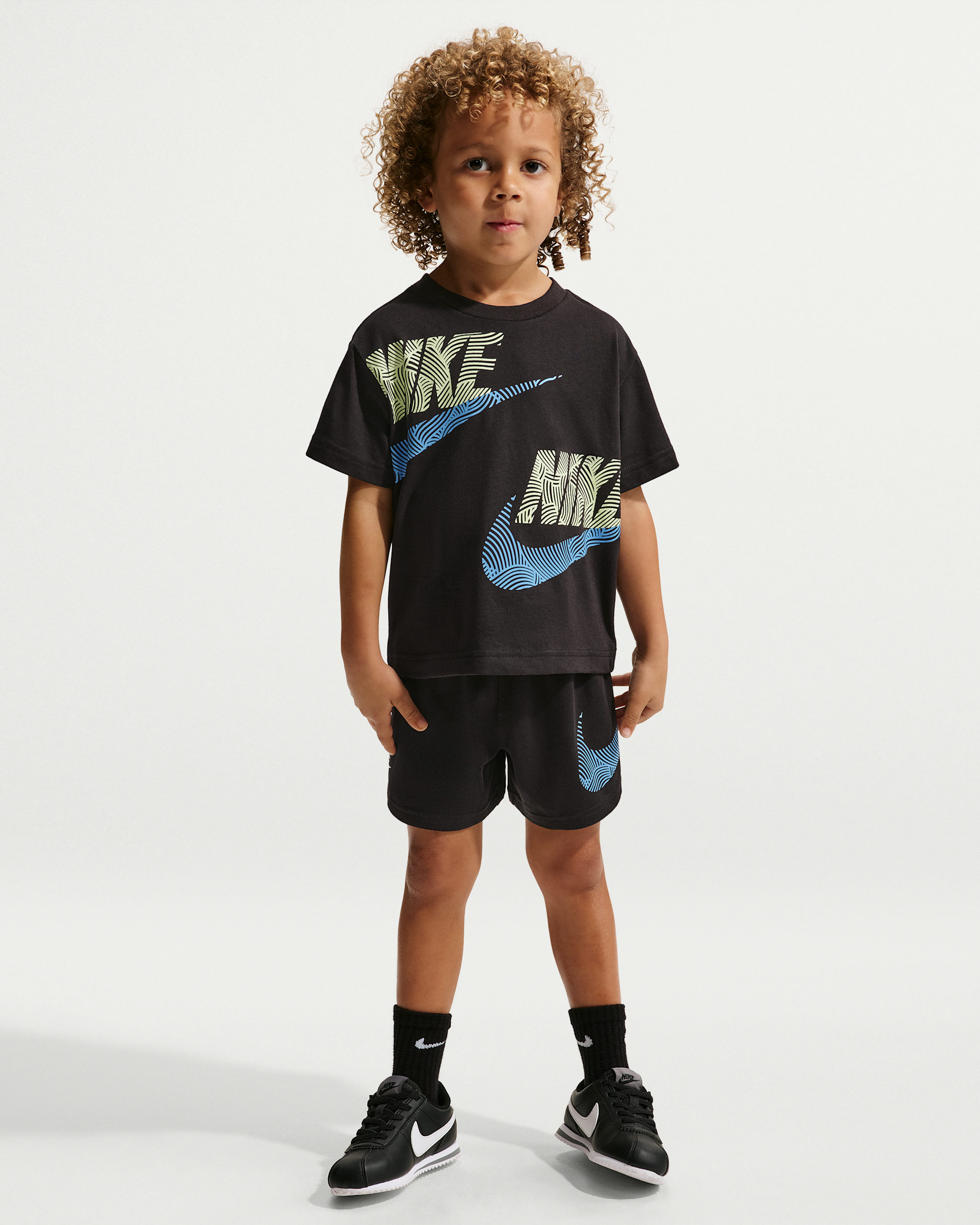 Conjunto de 2 piezas de jersey holgado infantil Nike Sportswear In The Zone - Negro