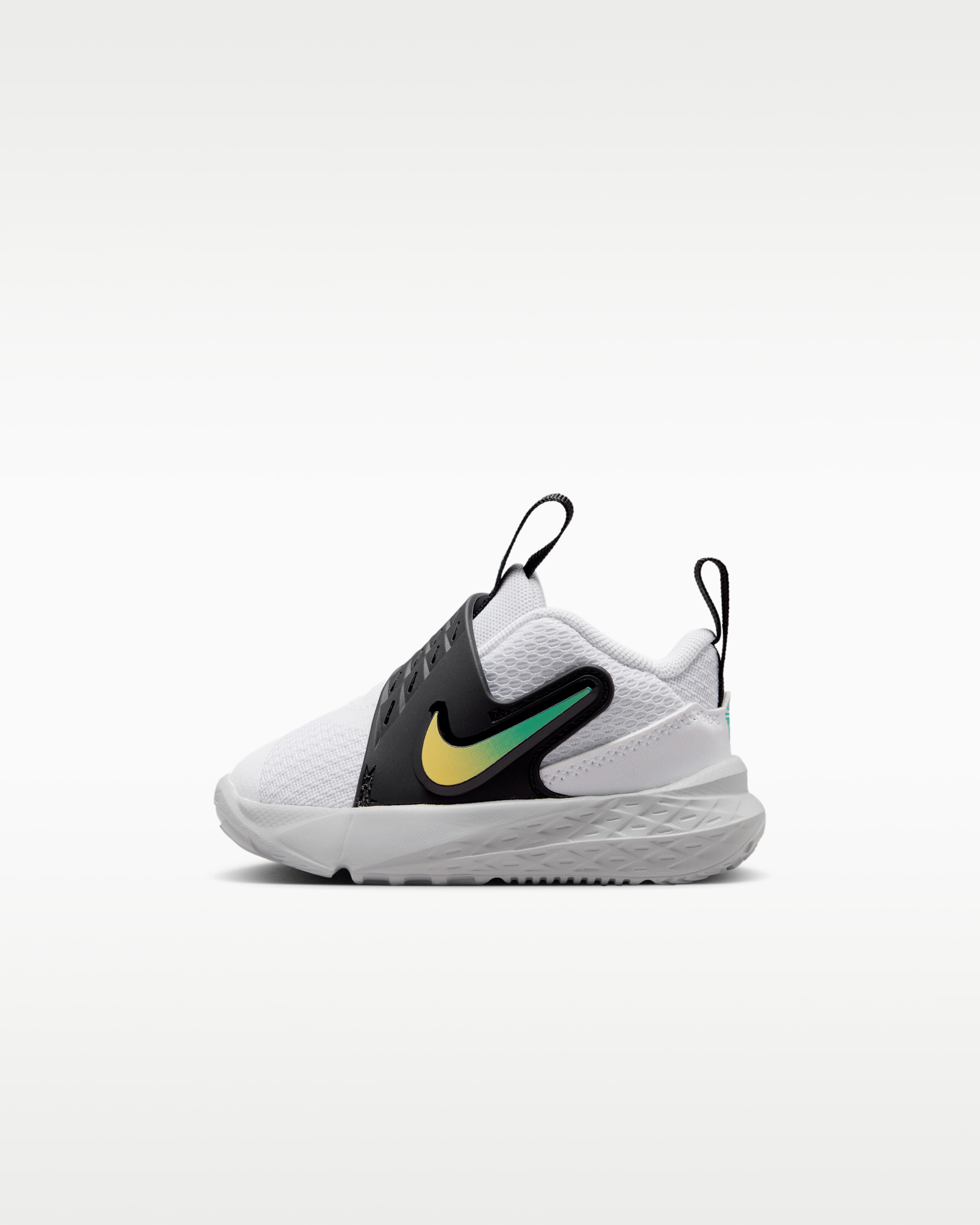 Nike Team Hustle D 12 Baby/Toddler Shoes - White/Black/Clear Emerald/Topaz Gold