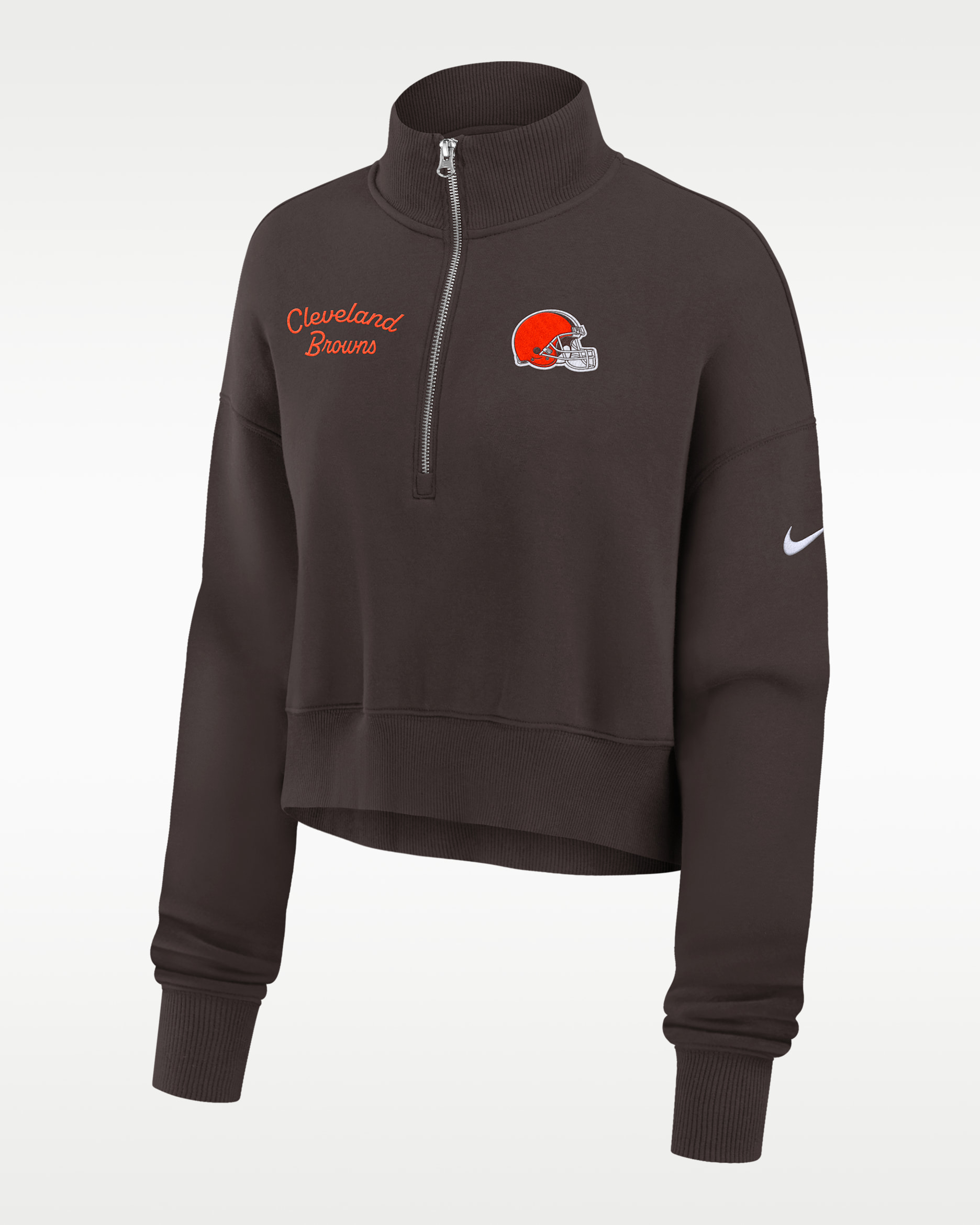 Cleveland Browns Phoenix Women's Nike NFL Cropped 1/4-Zip Crew - Brown