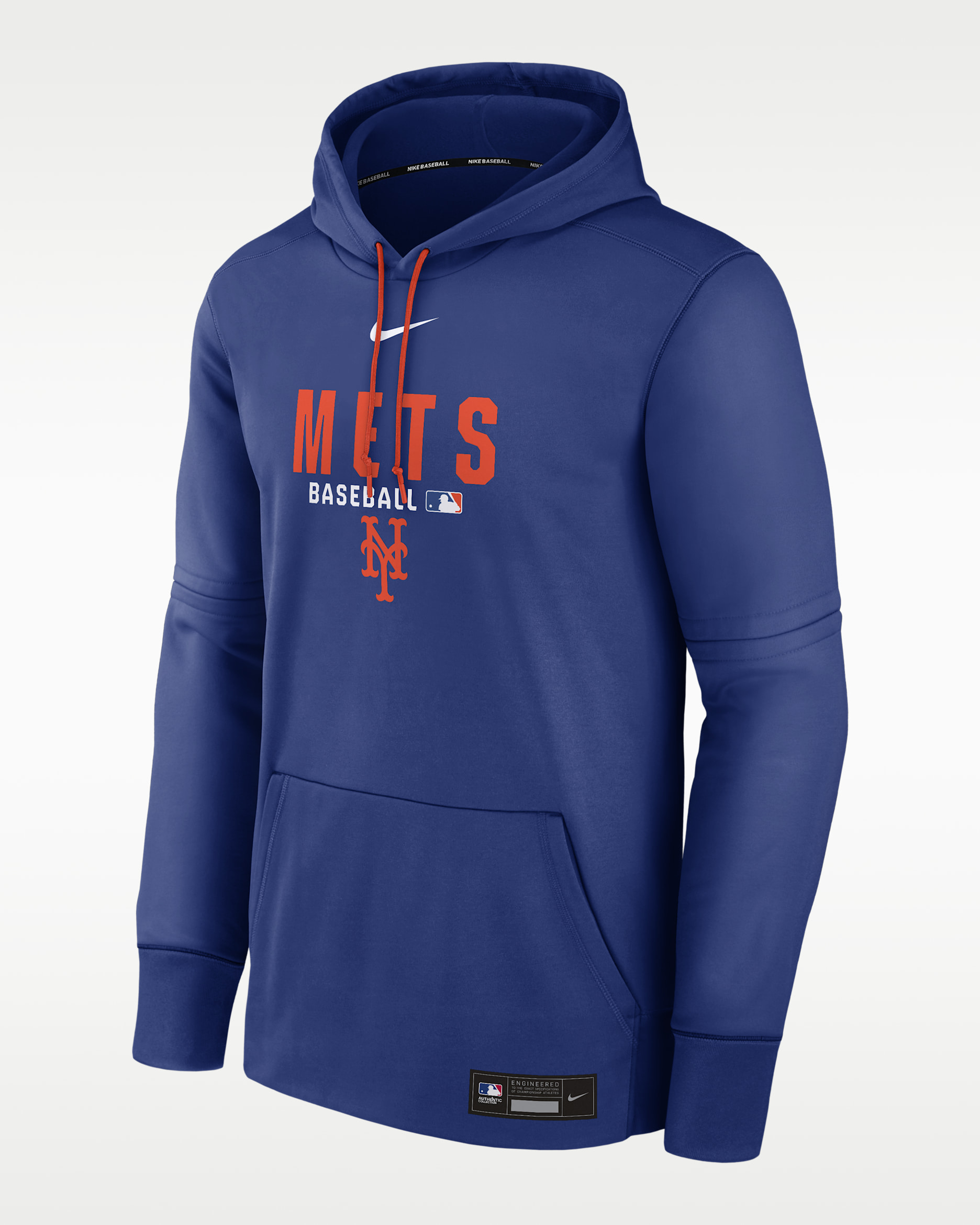 New York Mets Authentic Collection Men's Nike Therma MLB Pullover Hoodie - Rush Blue