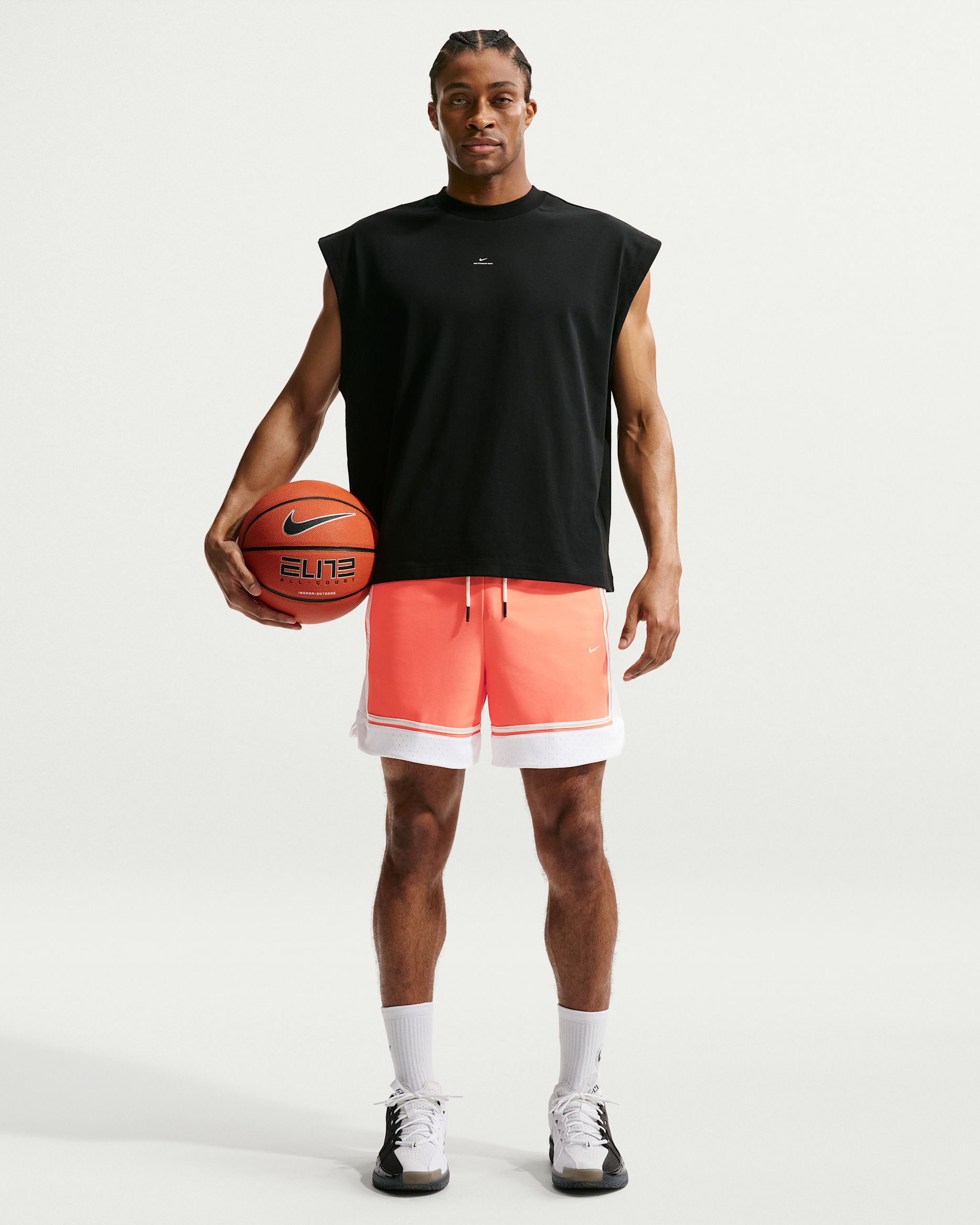 Nike Standard Issue Men's Dri-FIT 6" Basketball Shorts - Turf Orange/White/Pale Ivory