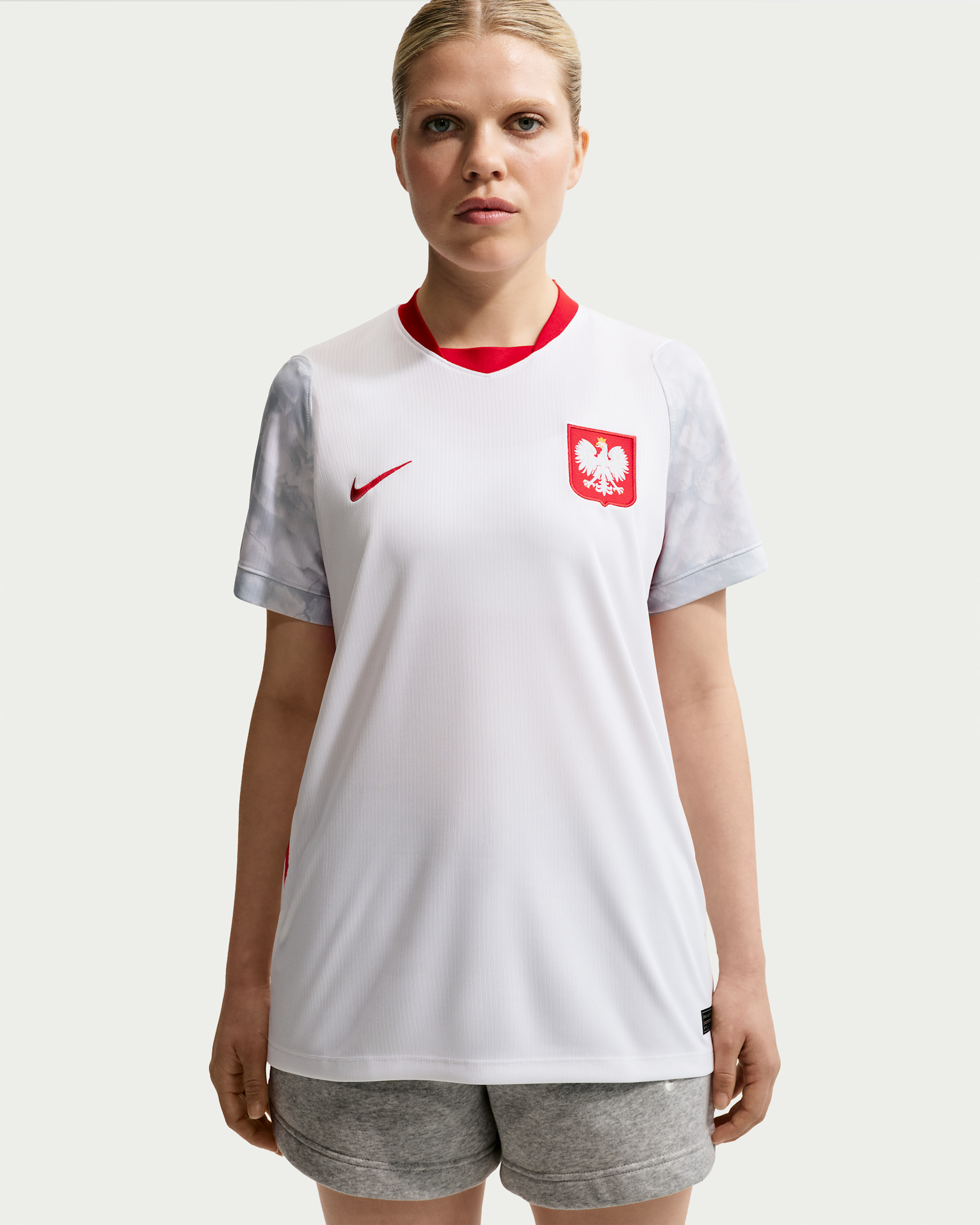Poland 2026 Stadium Home Older Kids' Nike Dri-FIT Football Replica Shirt - White/Field Silver/Sport Red