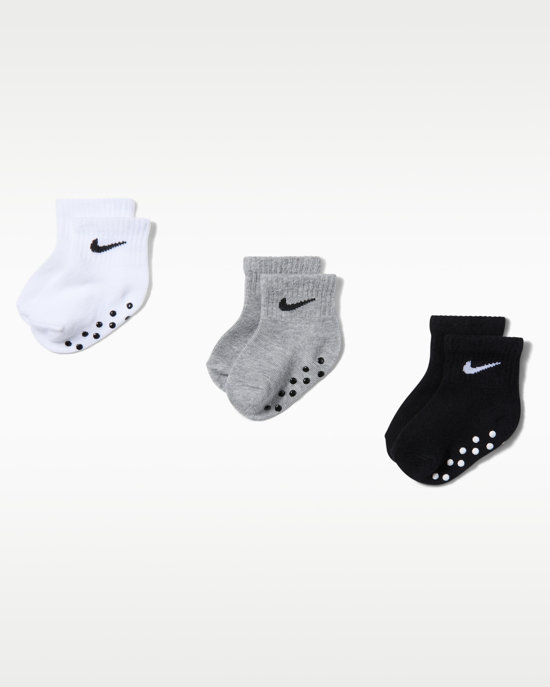 Nike Baby Core Swoosh Gripper Socks (3 Pairs) - Dark Grey Heather