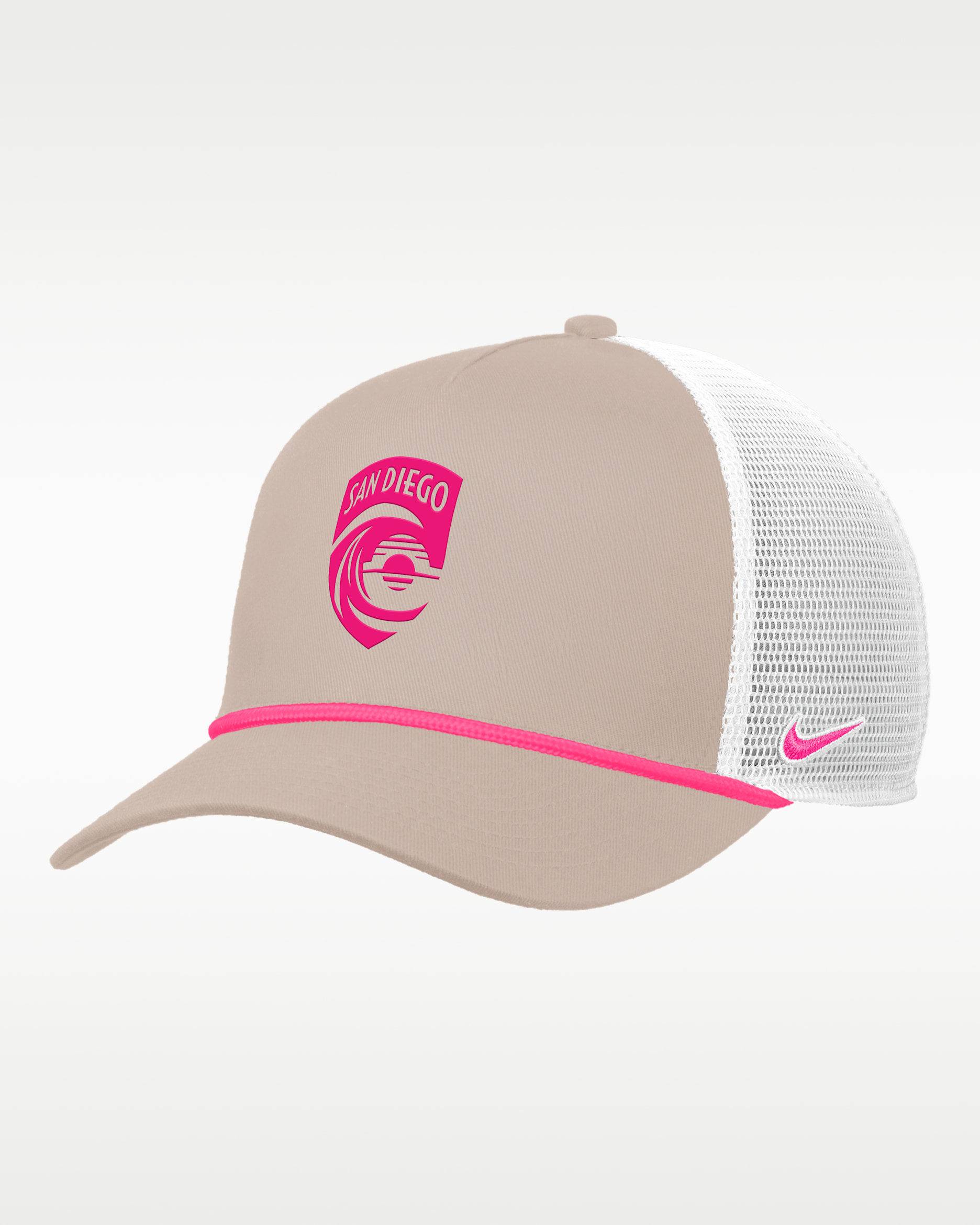 San Diego Wave Rise Nike Rope Trucker Cap - White/Sand/Red/Red