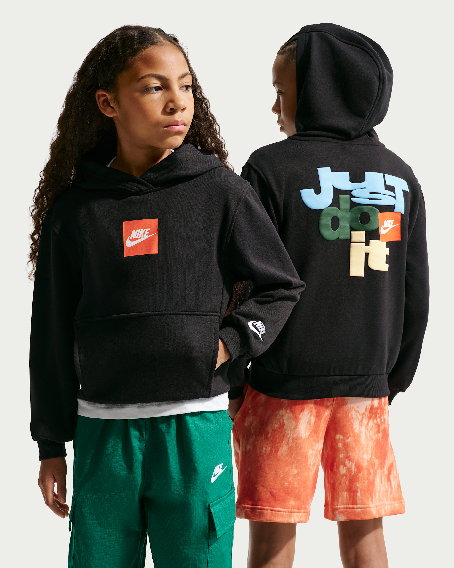Nike Sportswear Club Big Kids' French Terry Hoodie - Black/White