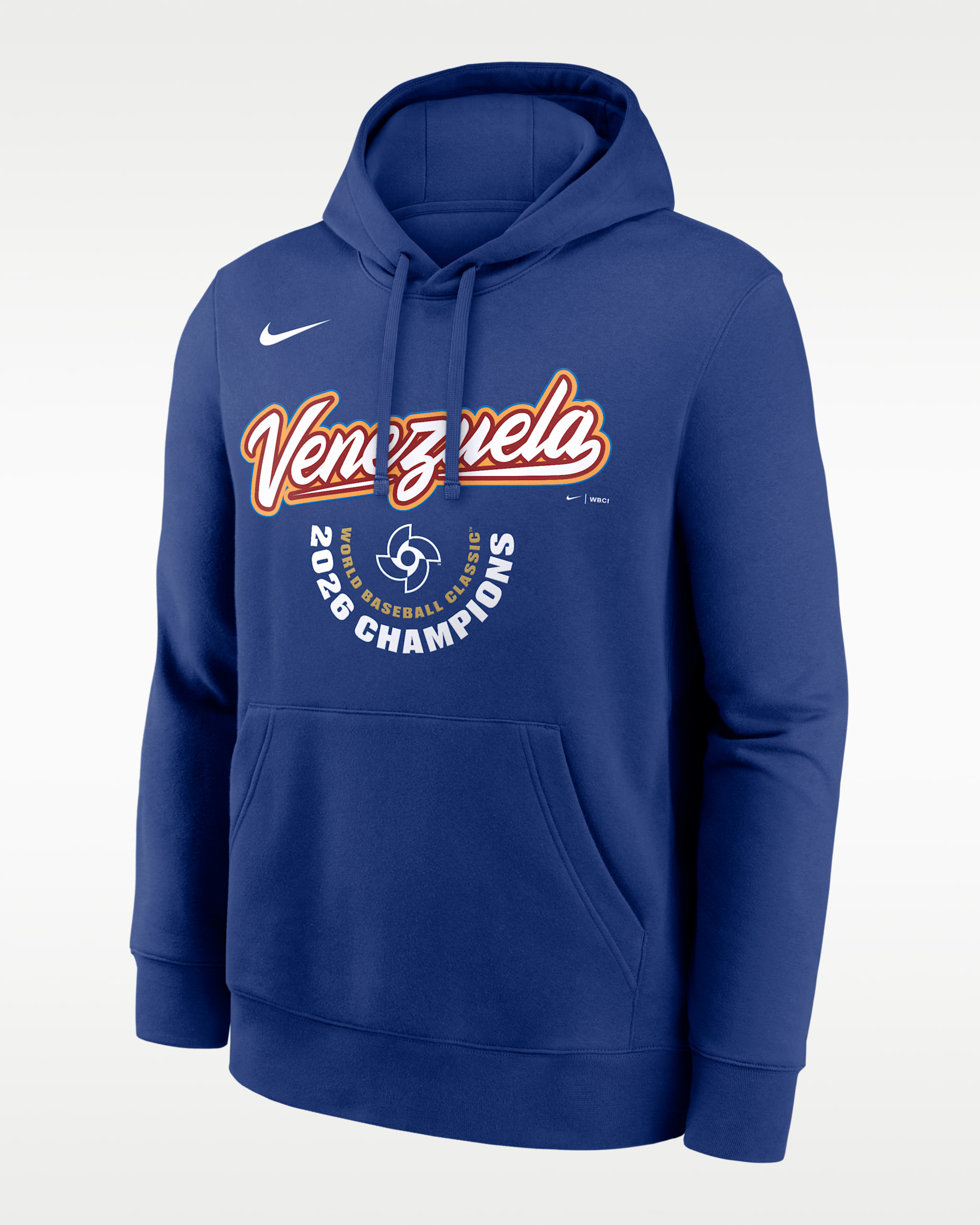 Sudadera con gorro sin cierre Nike para hombre Venezuela National Baseball Team 2026 World Baseball Classic Champions Arched Logo - Royal