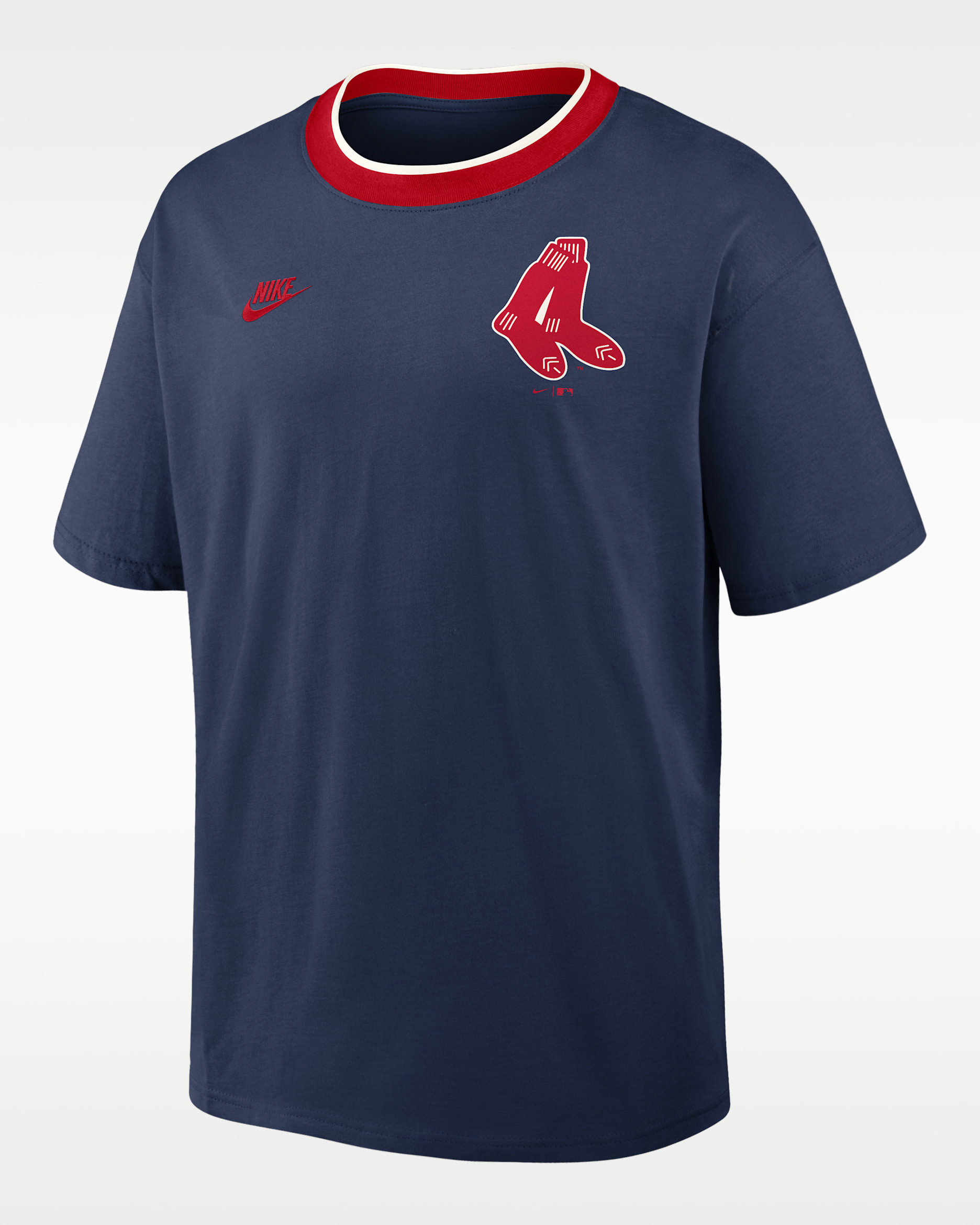 Boston Red Sox Cooperstown Ringer Men's Nike MLB T-Shirt - Navy/Red