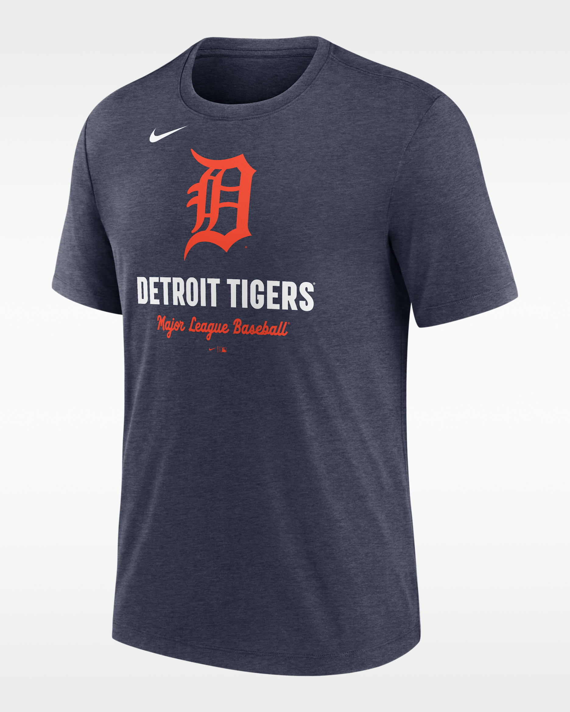 Playera Nike de la MLB para hombre Detroit Tigers Logo - Azul marino jaspeado