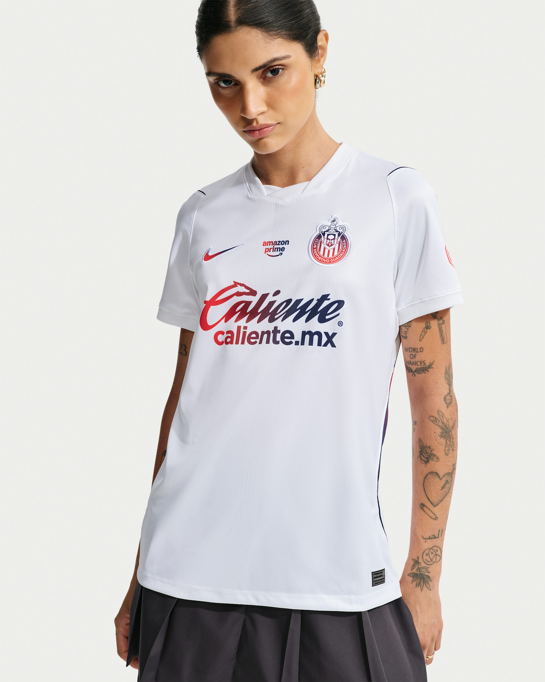 C.D. Guadalajara 2026/27 Stadium Away Women's Nike Dri-FIT Soccer Replica Jersey - White/Loyal Blue/Speed Red