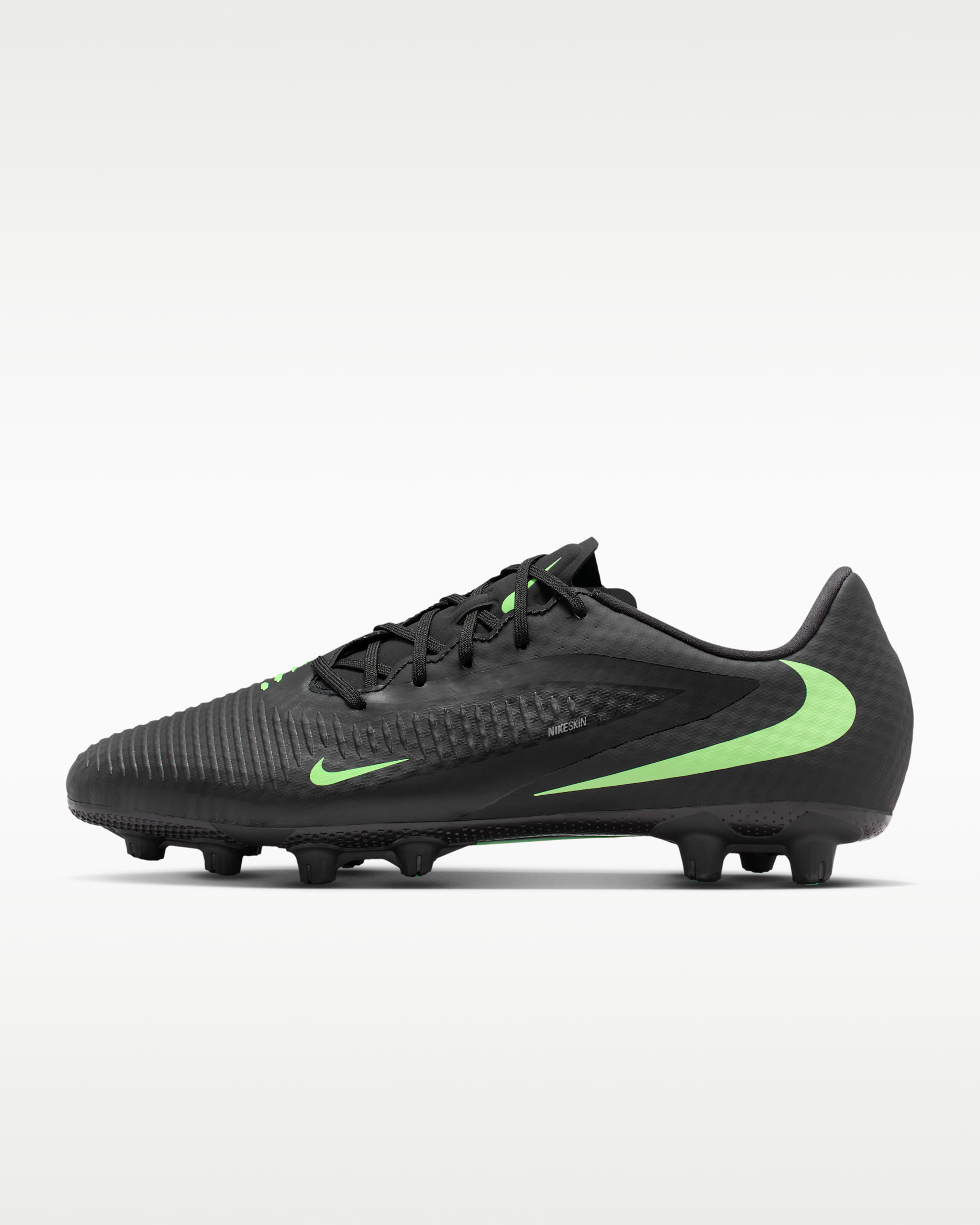 Nike Phantom 6 Low Academy Hard-Ground Soccer Cleats - Black/Black/Illusion Green