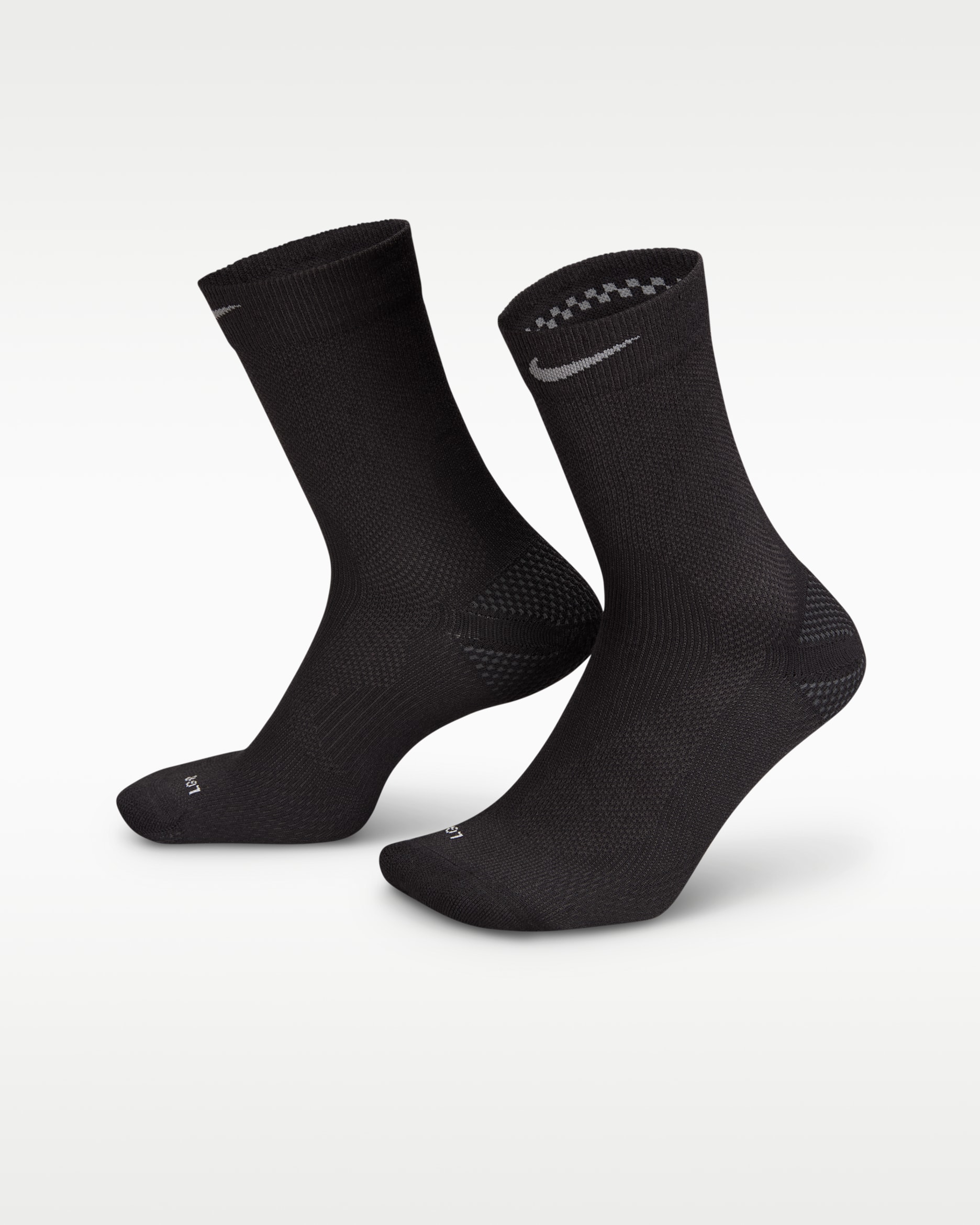 Nike Running Lightweight Crew Socks (1 Pair) - Black/Dark Smoke Grey/Pure Platinum/Smoke Grey