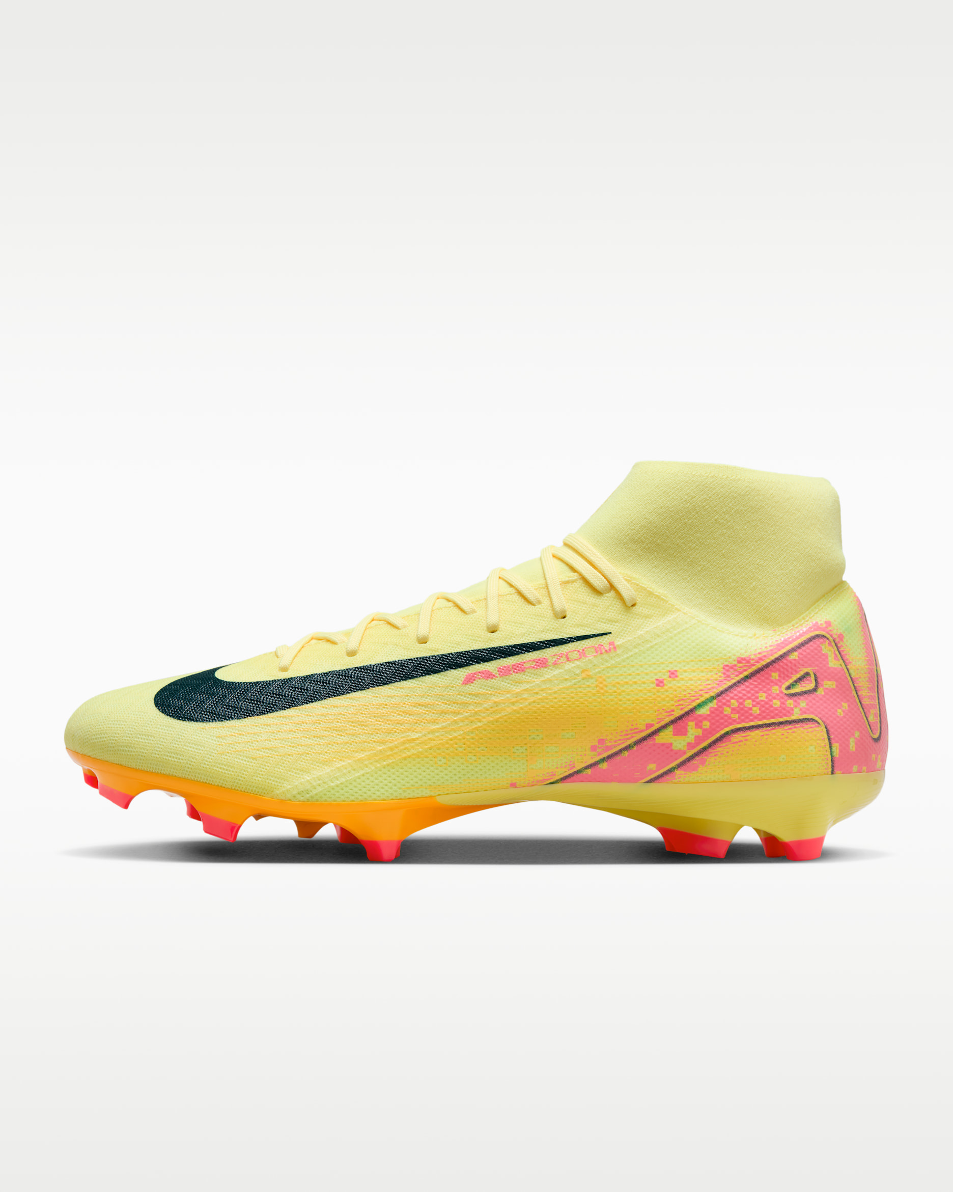 Tacos de fútbol FG de corte high Nike Mercurial Superfly 10 Academy "Kylian Mbappé" - Naranja láser claro/Azul marino militar
