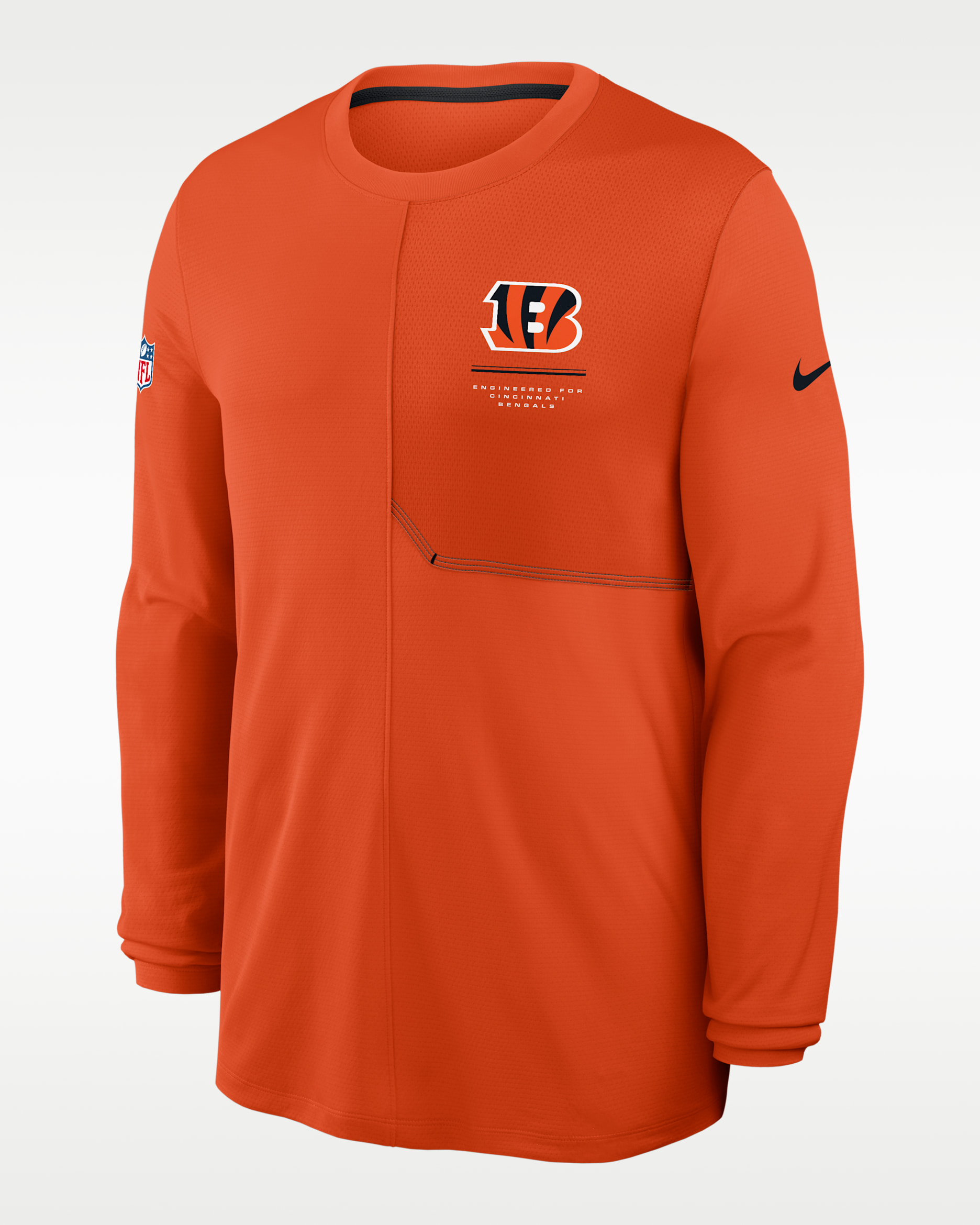 Cincinnati Bengals Sideline Coach Men's Nike Dri-FIT NFL Long-Sleeve Top - University Orange/Black