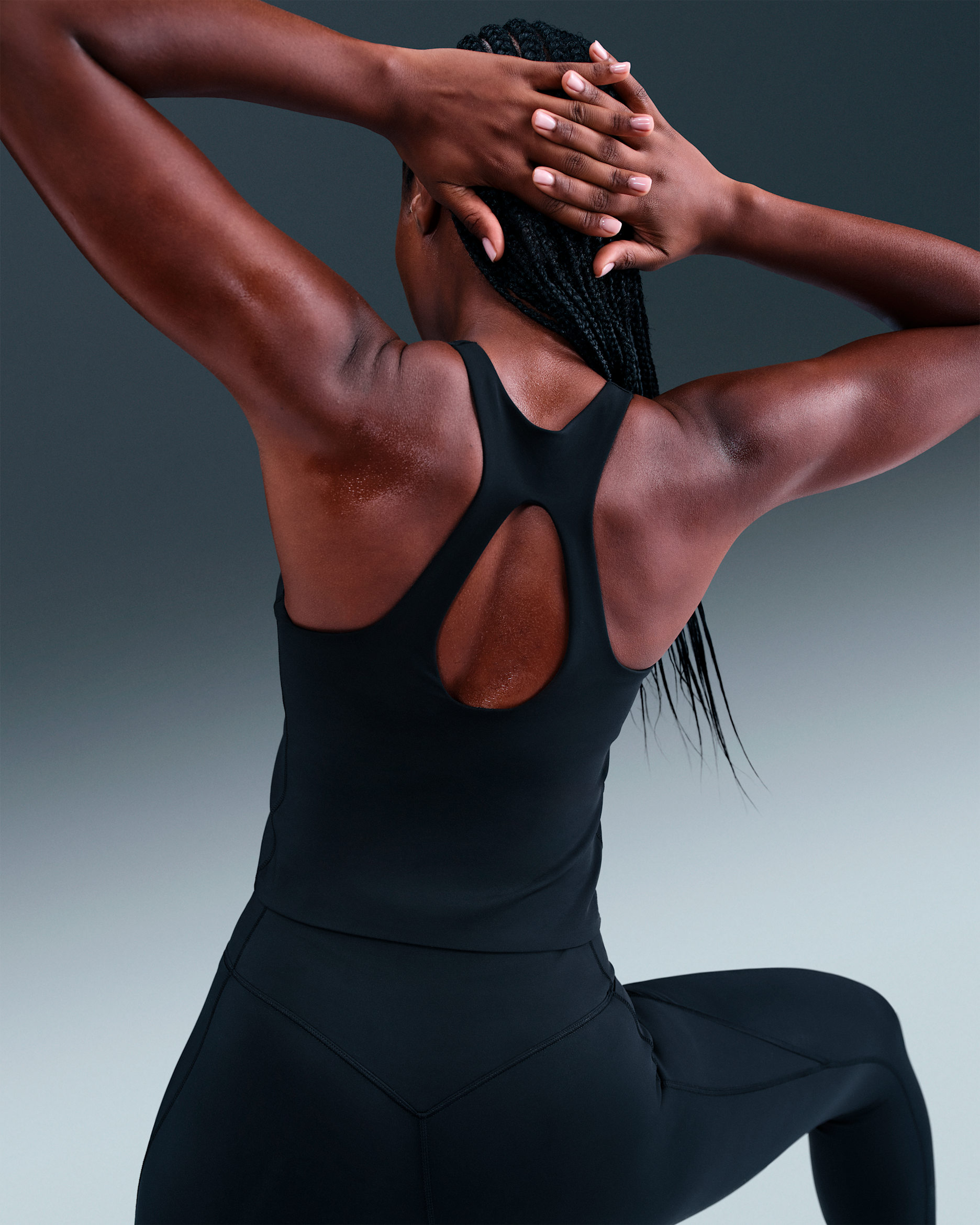 Camiseta de tirantes Nike Universa con bra deportivo con almohadilla de media sujeción para mujer - Negro/Antracita/Gris humo oscuro