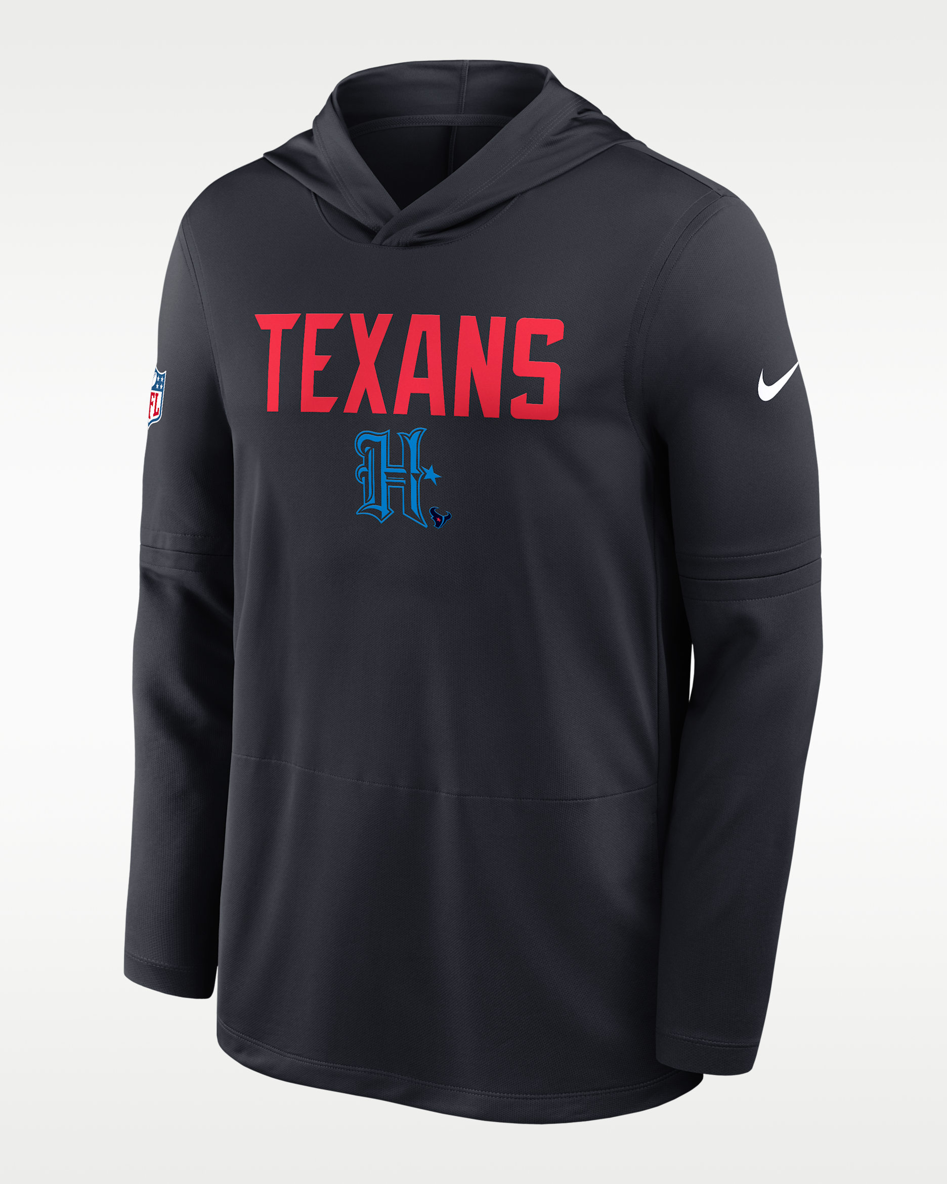 Houston Texans Pass Accuracy Men's Nike Dri-FIT NFL Long-Sleeve Hooded Top - Blue