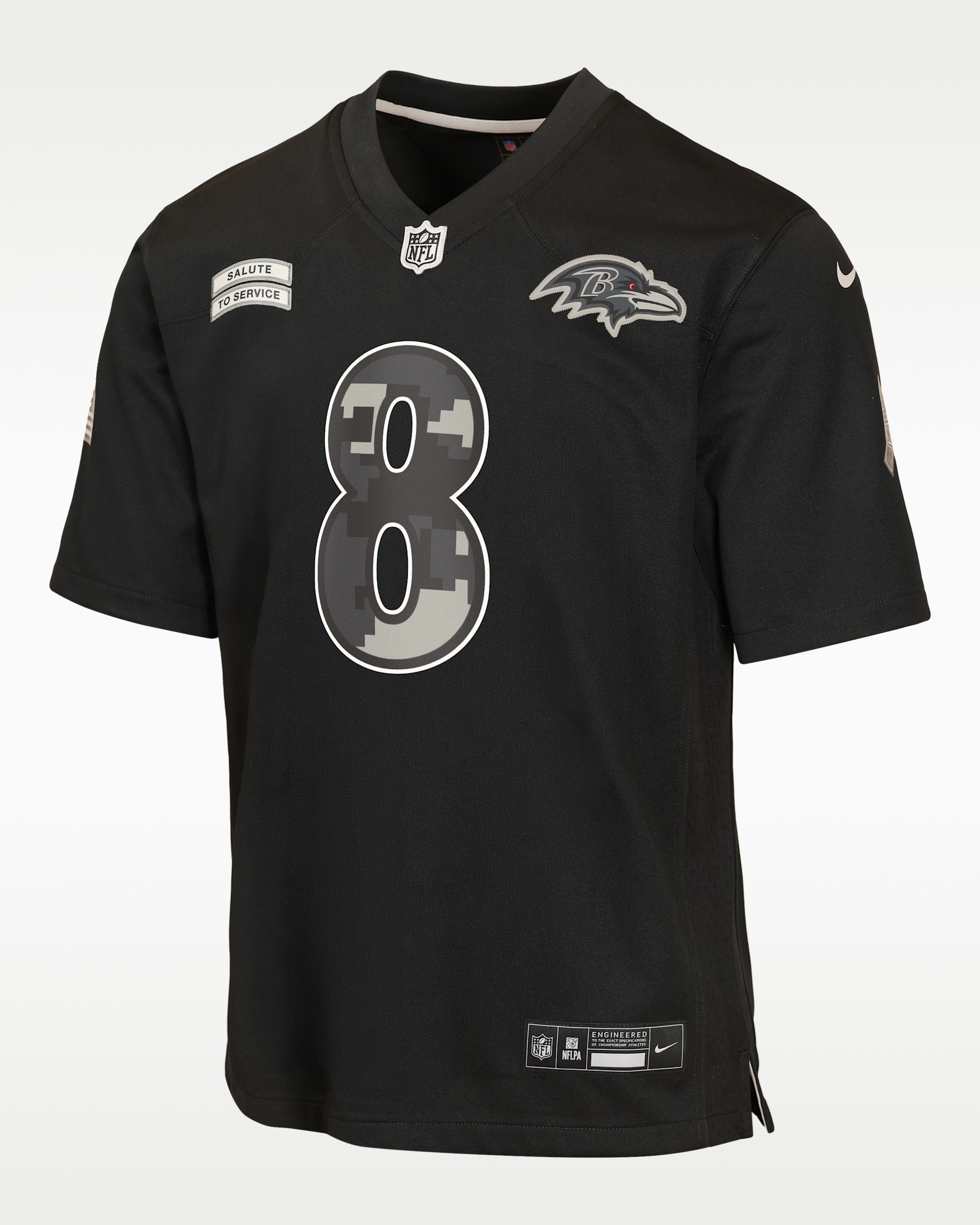Lamar Jackson Baltimore Ravens Salute to Service Big Kids' Nike NFL Game Jersey - Black