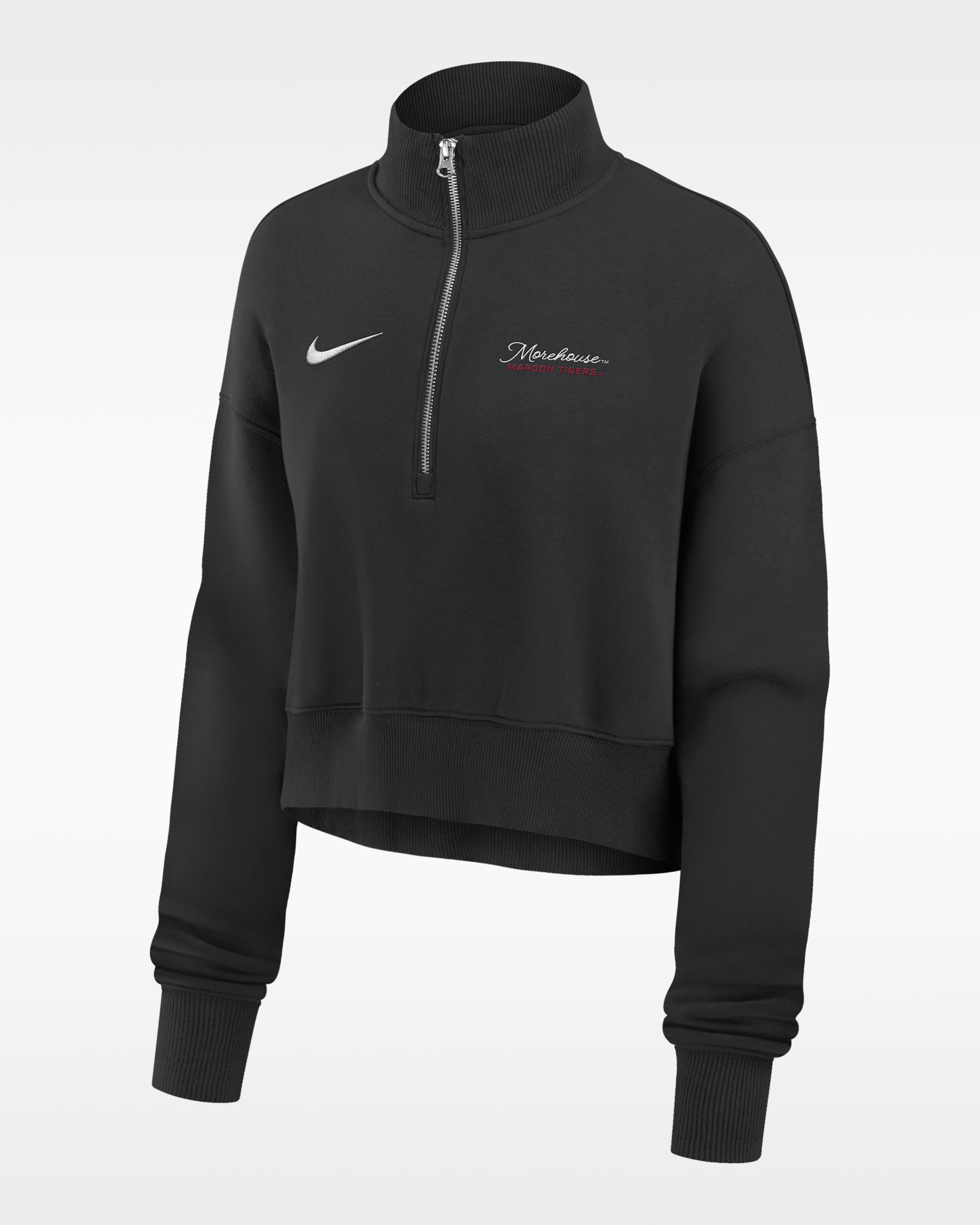 Nike College Phoenix Fleece (Morehouse College) Women's Cropped 1/4-Zip Pullover - Black