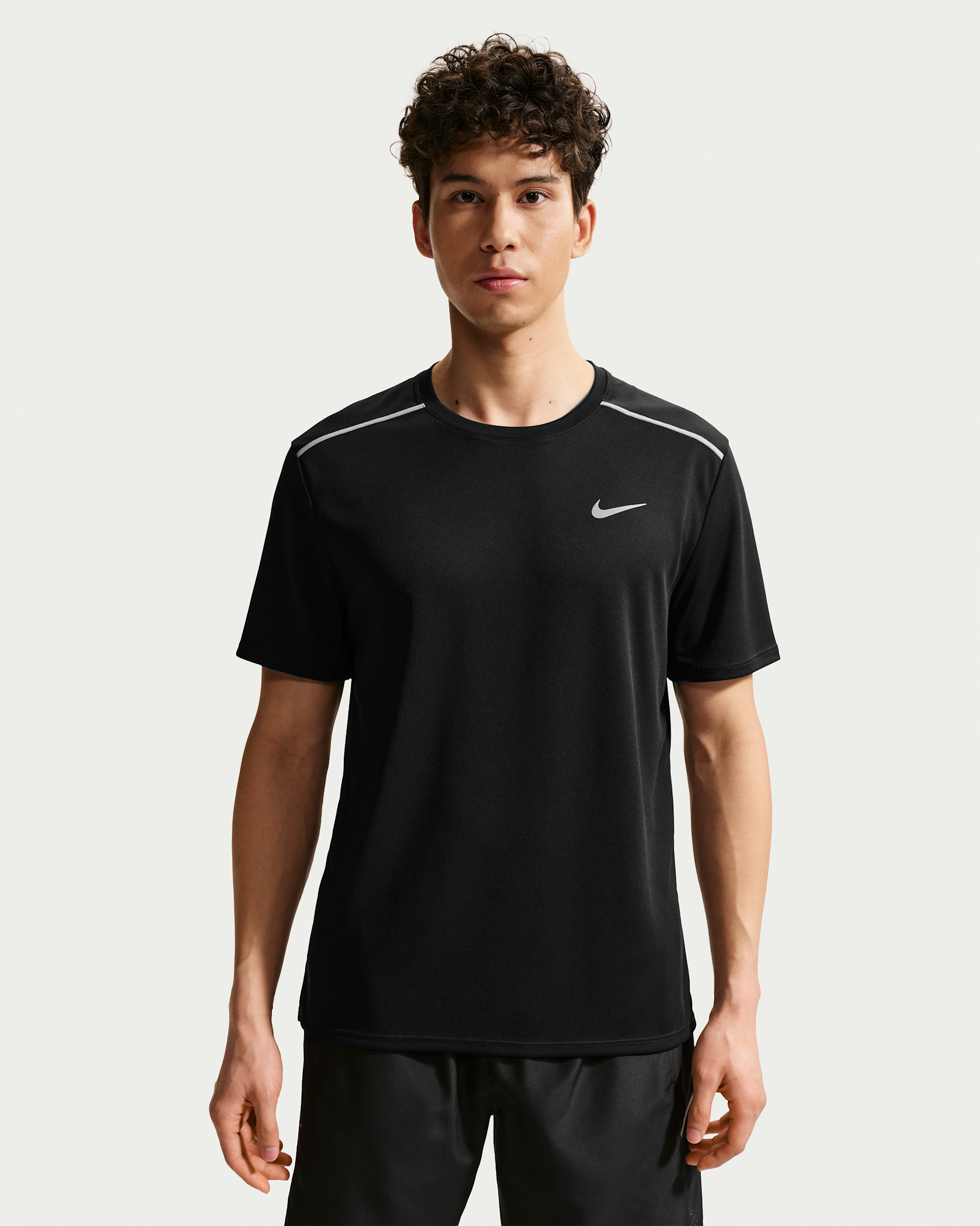 Nike Miler Men's Dri-FIT UV Protection Short-Sleeve Running Top - Black/Black