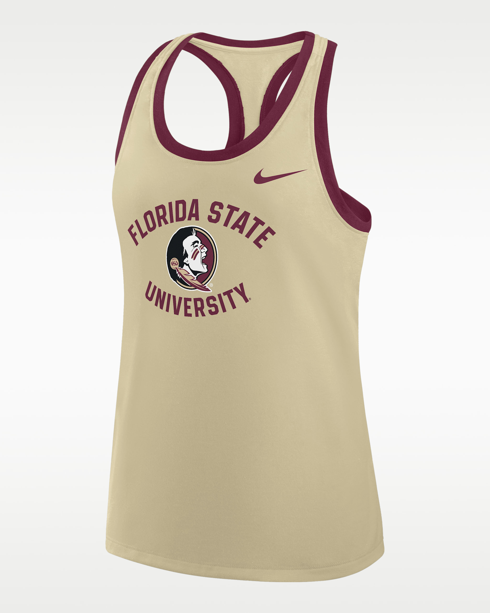 Camiseta de tirantes universitaria Nike con espalda deportiva para mujer Florida State Uni Name - Oro