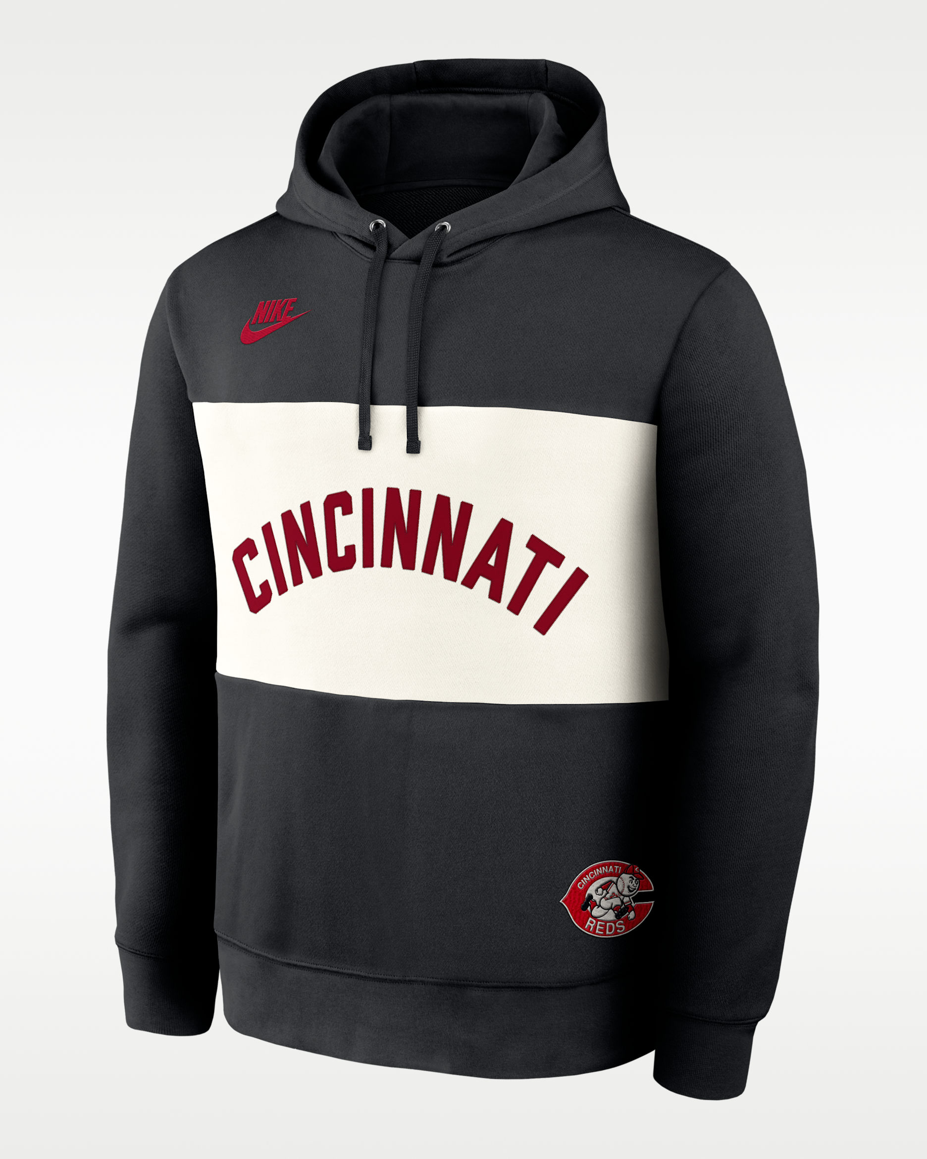 Cincinnati Reds Cooperstown Legacy Men's Nike MLB Pullover Hoodie - Black