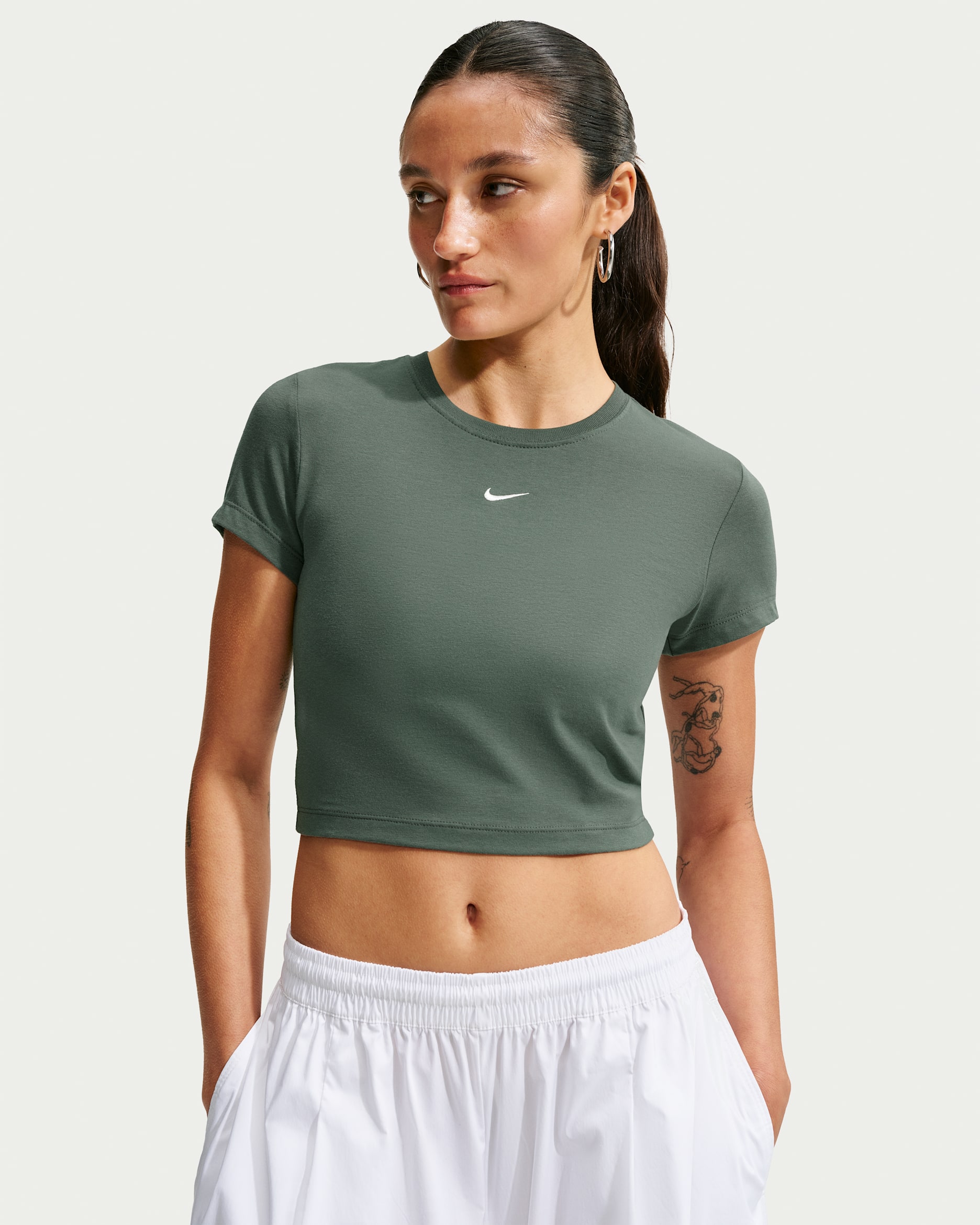 Nike Sportswear Chill Knit Women's Cropped T-Shirt - Camo Green