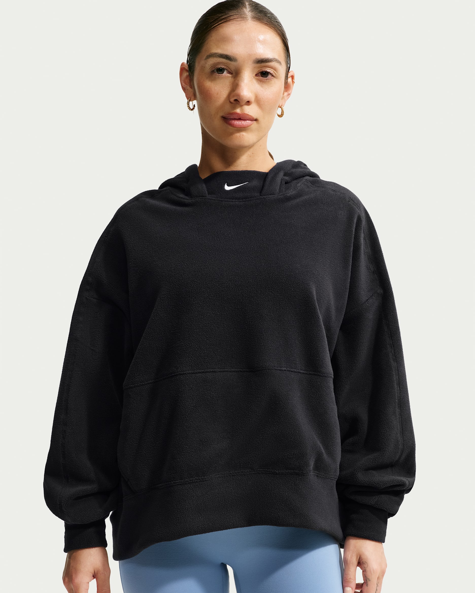 Nike One Women's Therma-FIT Oversized Pullover Hoodie - Black/White