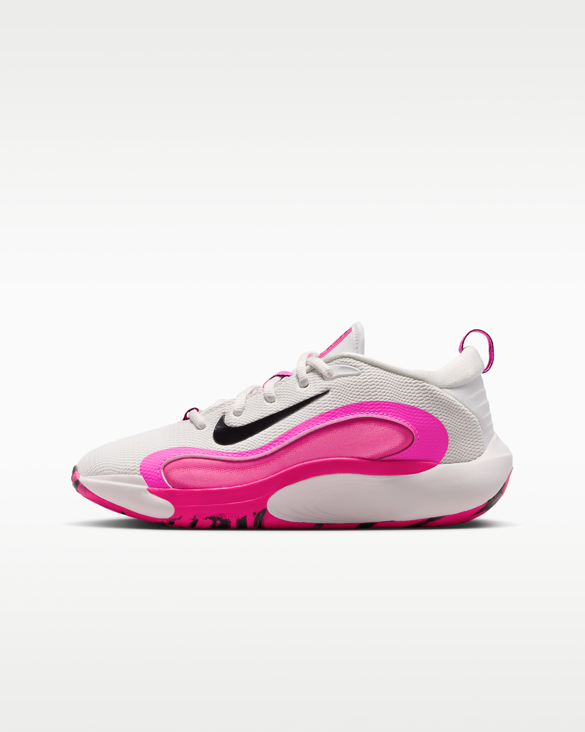 Tenis de básquetbol para niños grandes Nike IsoFly - Tinte platino/Fucsia láser/Rosa resplandor/Negro