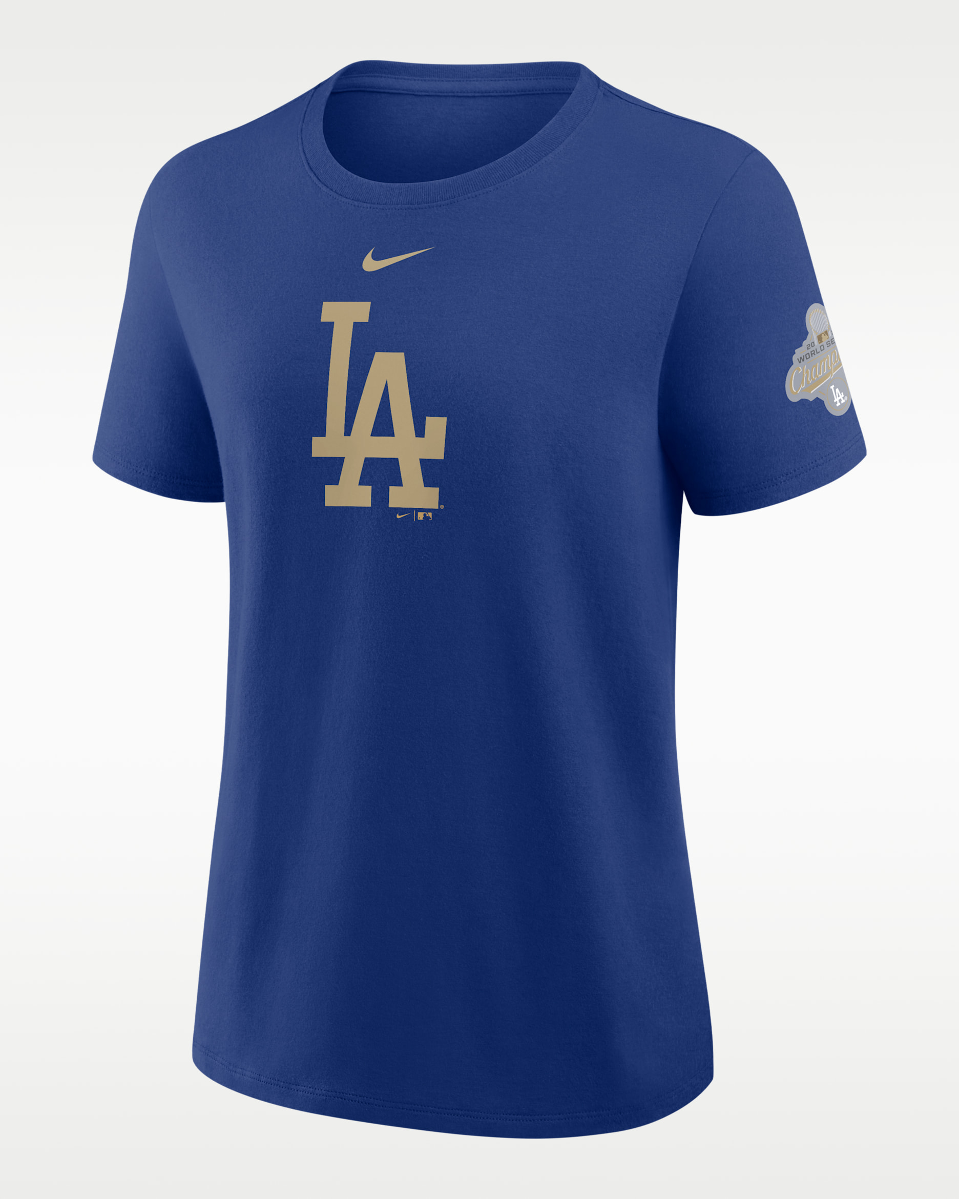 Los Angeles Dodgers 2025 World Series Champion Gold Series Logo Women's Nike MLB T-Shirt - Rush Blue