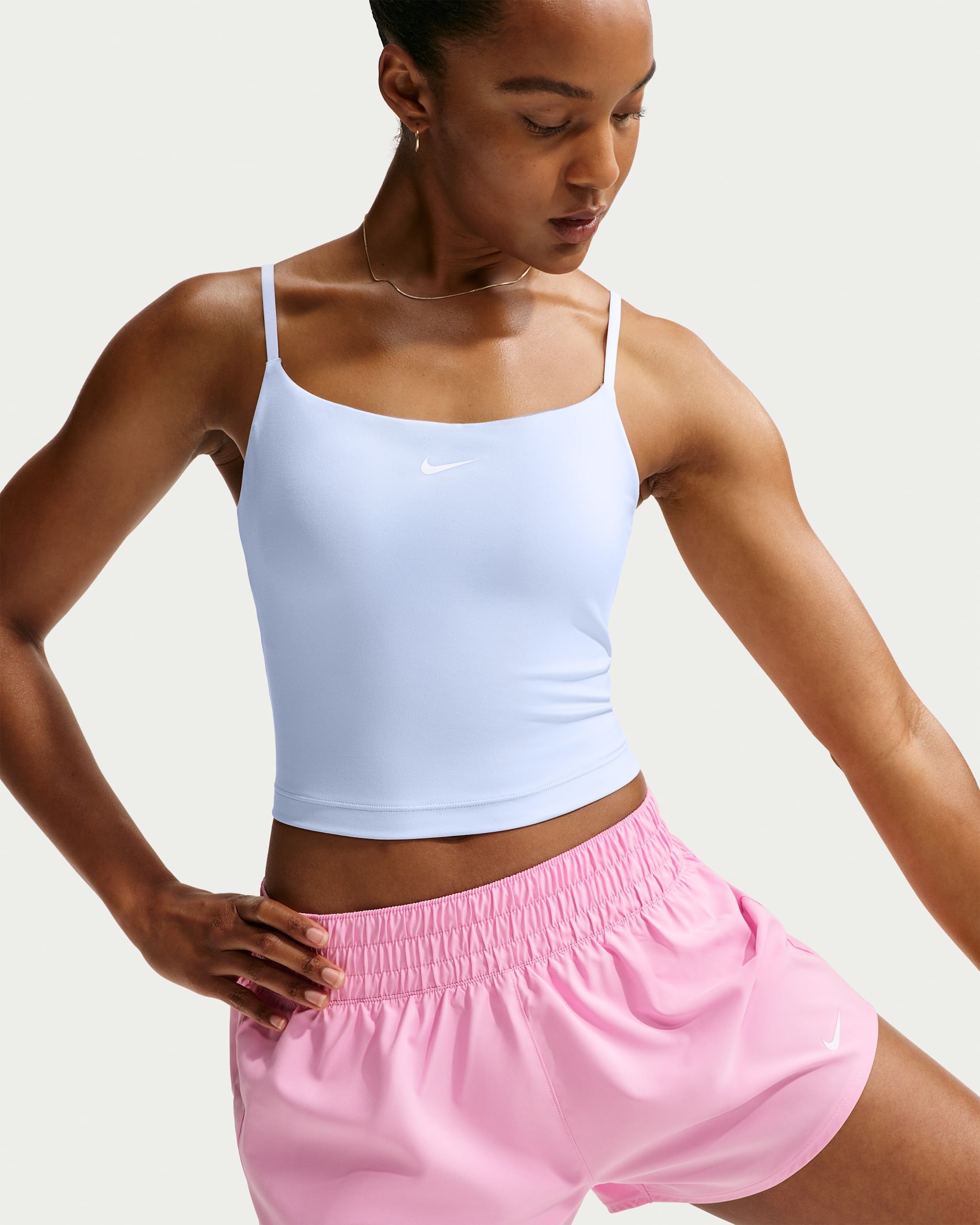Nike One justerbar sports-BH-singlet med innlegg og middels støtte til dame - Hydrogen Blue
