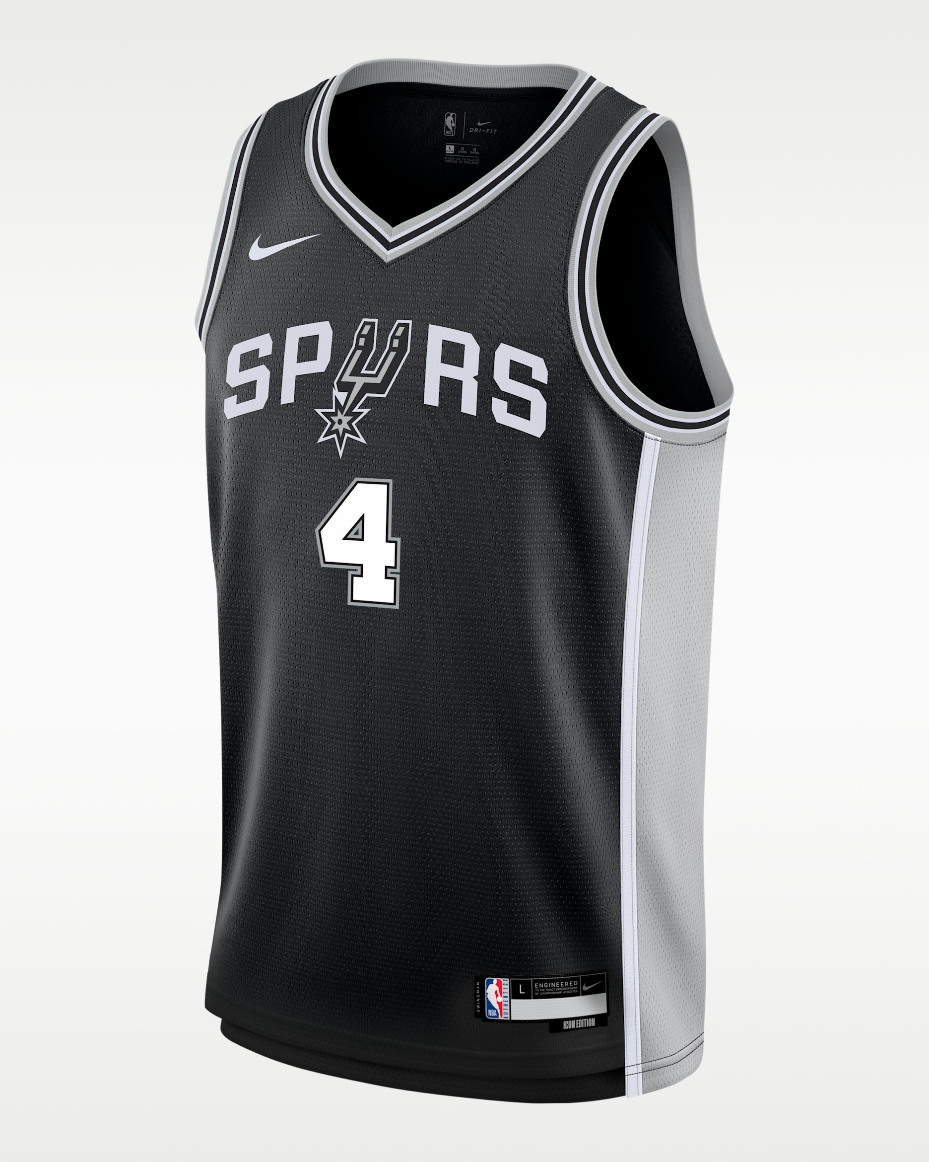 Jersey Swingman para niños talla grande de De'Aaron Foxde los San Antonio Spurs Icon Edition - Negro