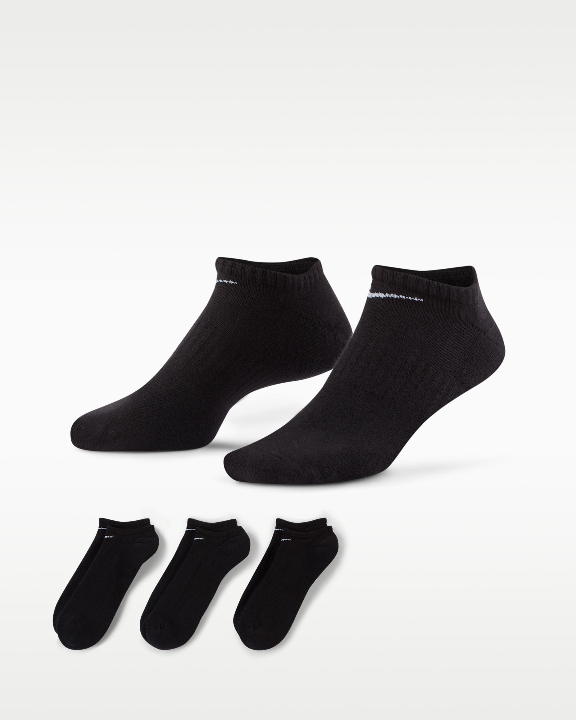 Nike Everyday Cushioned Training No-Show Socks (3 Pairs) - Black/White
