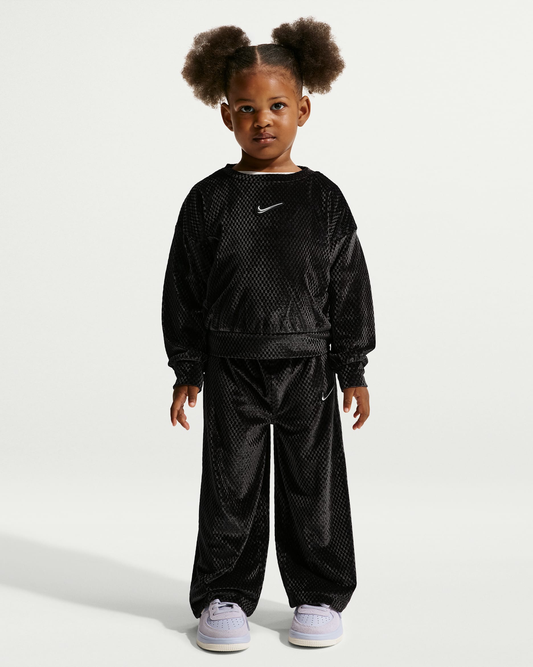 Nike Toddler Swoosh Sparkle 2-Piece Velvet Pants Set - Black