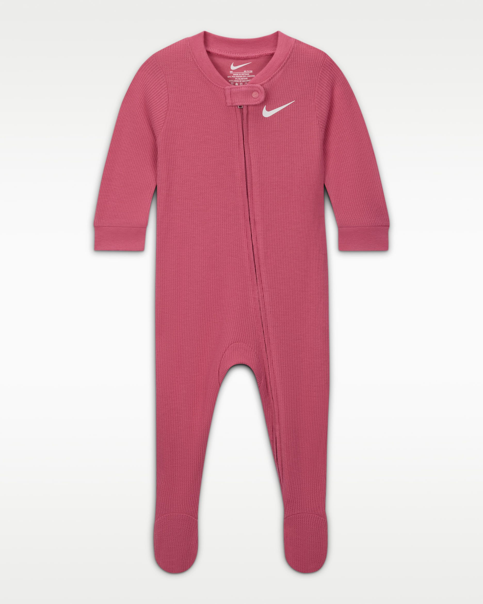 Nike Baby Viscose Waffle Knit Footed Coverall - Pink