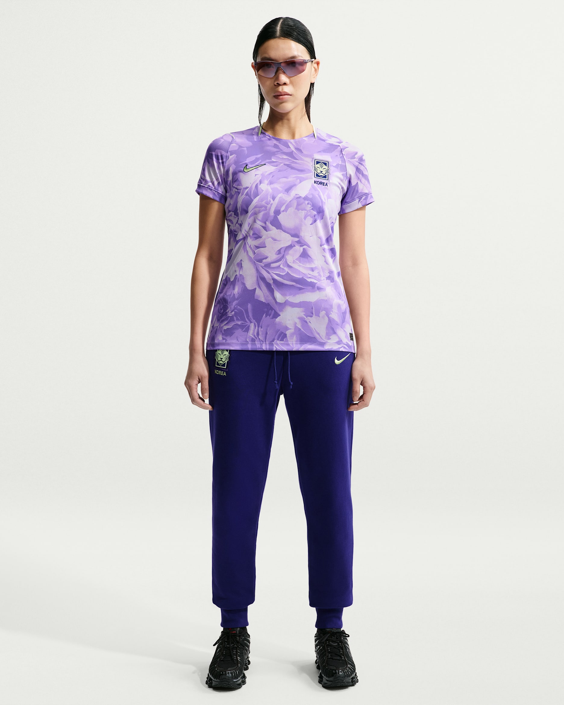 Korea Phoenix Fleece Women's Nike Soccer High-Waisted Pants - Regency Purple/Light Liquid Lime
