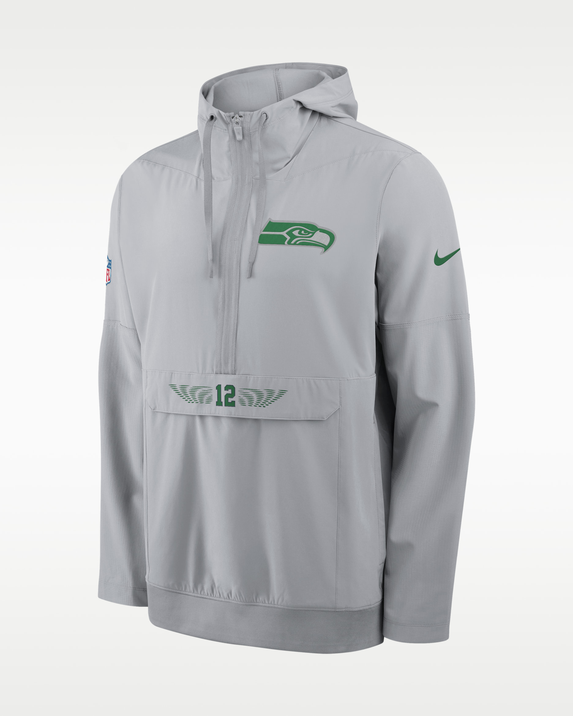 Seattle Seahawks Rivalries Collection Sideline Anorak Men's Nike NFL 1/2-Zip Hooded Jacket - Grey