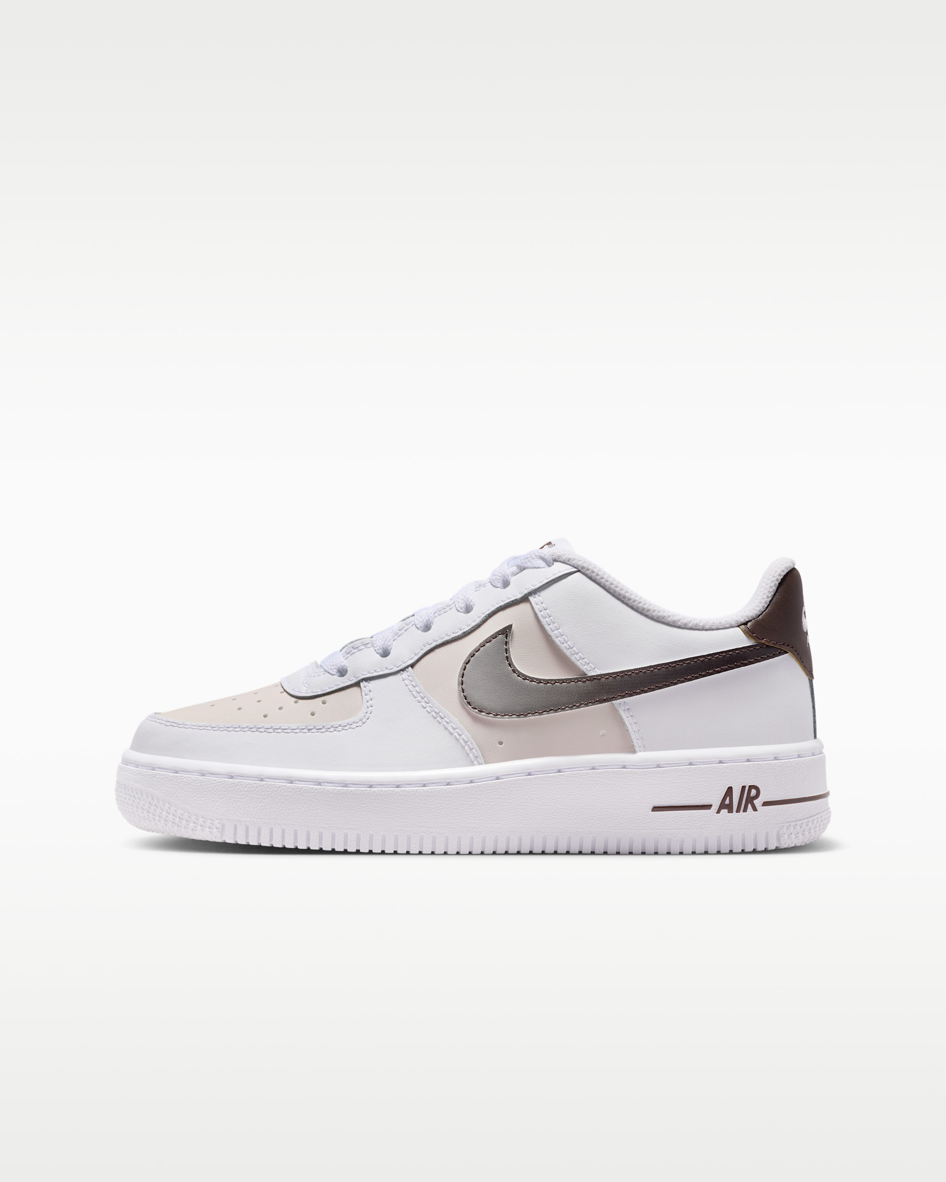 Nike Air Force 1 Older Kids' Shoes - White/Baroque Brown/Phantom/College Grey