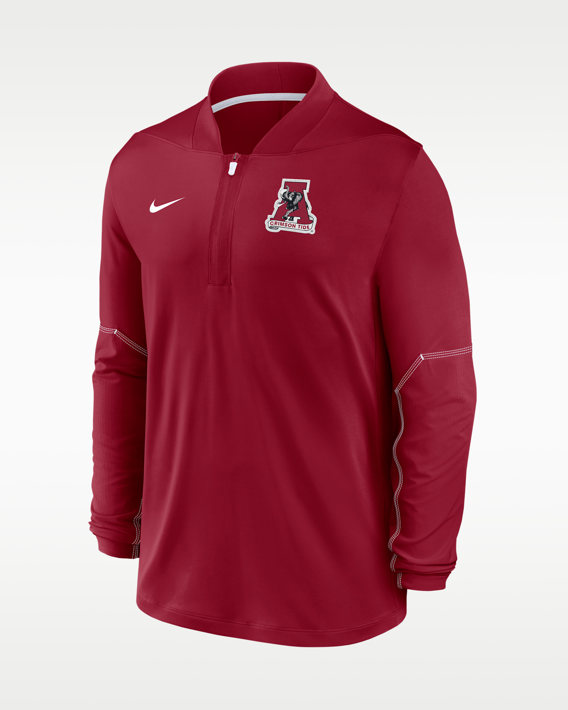 Playera universitaria Nike Dri-FIT de medio cierre para hombre Alabama Sideline - Carmesí team/Blanco