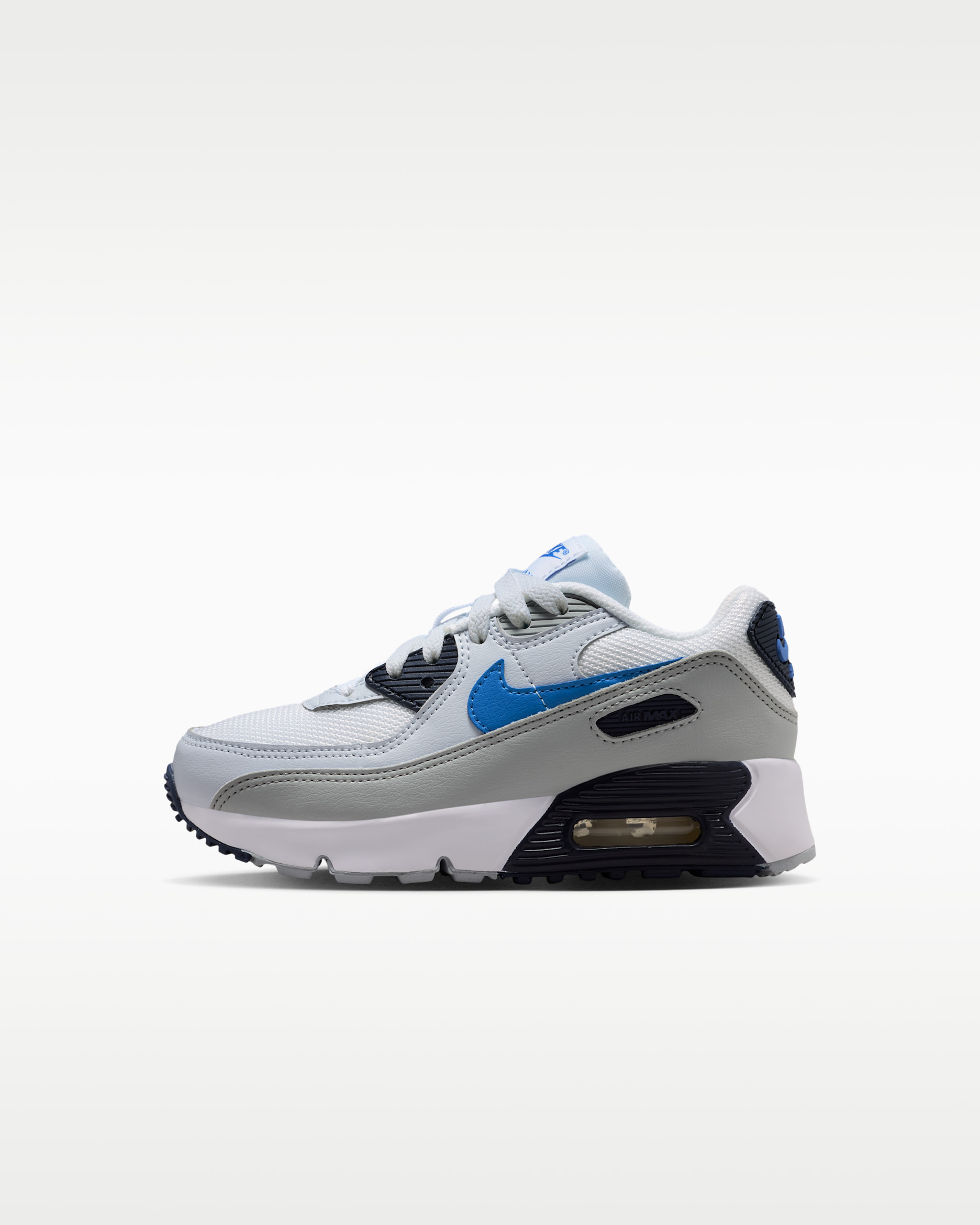 Nike Air Max 90 Schuh (jüngere Kinder) - Weiß/Midnight Navy/Football Grey/Blue Crystal