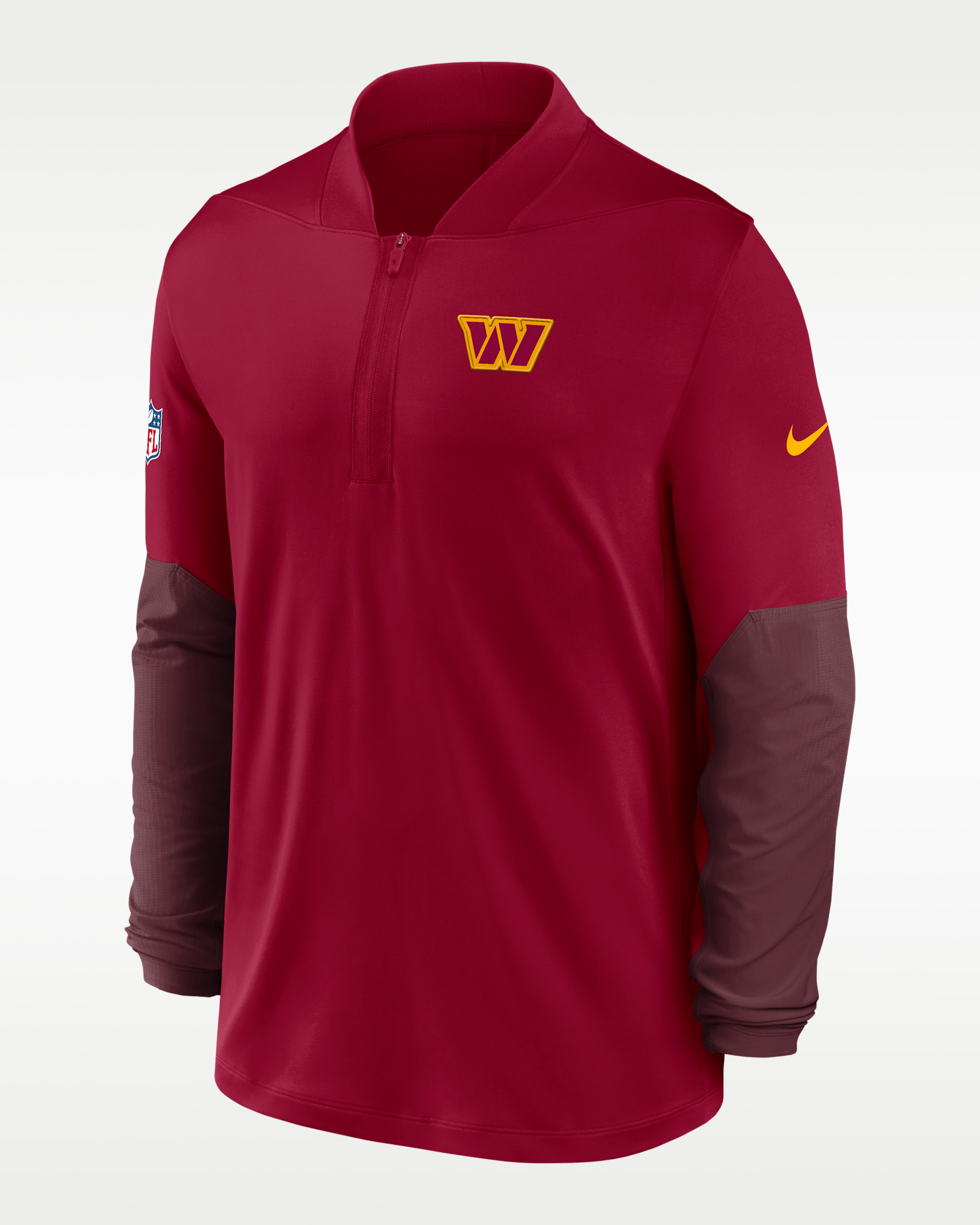 Playera Nike Dri-FIT de la NFL de medio cierre para hombre Washington Commanders Feel the Pressure - Burdeos