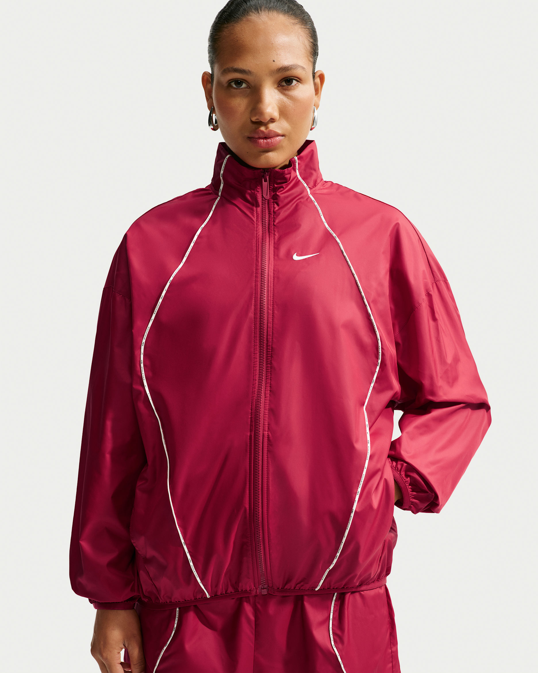 Nike Sportswear Women's Oversized Repel Windbreaker - Tough Red/Sail/Sail