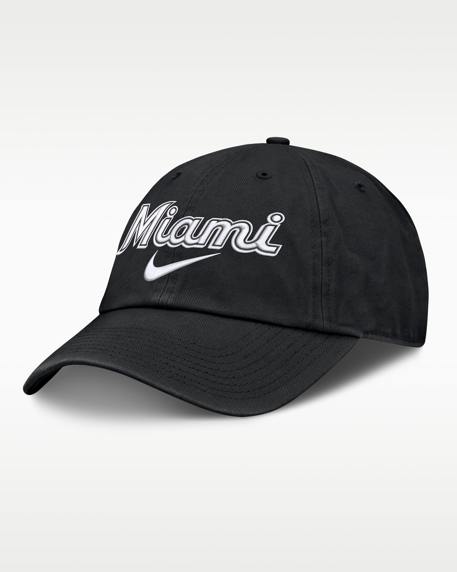 Gorra Nike de la MLB ajustable sin estructura para hombre Miami Marlins Primetime Club - Negro
